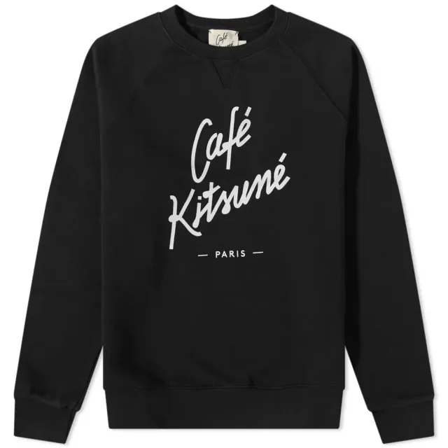 Maison Kitsuné Cafe Kitsuné Crew Sweat Black | SPCKU00300-BK | FOOTY.COM
