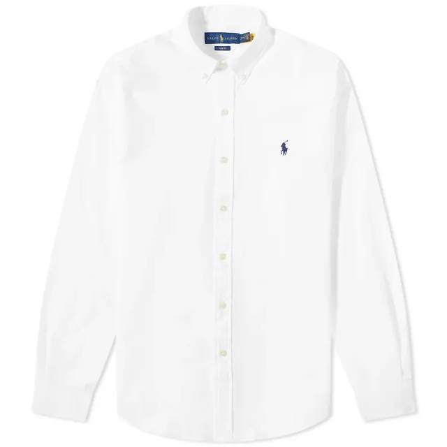 Polo Ralph Lauren Poplin Button Down Shirt White | 710832480002 | FOOTY.COM
