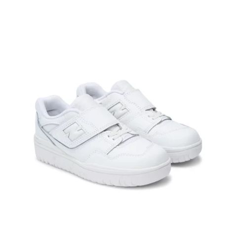 New Balance Kids' 550 Bungee Lace with Top Strap in White Leather ...