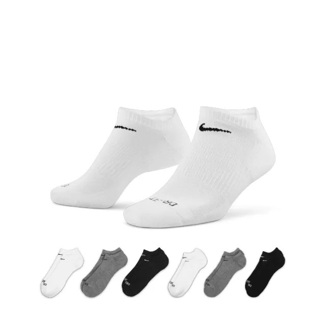 Nike Train Everyday Cushioned No Show Socks - Black/White, Black/White ...