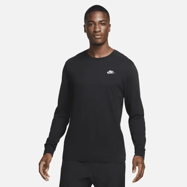 Nike Club Long Sleeve T-Shirt - Black | AR5193-010 | FOOTY.COM