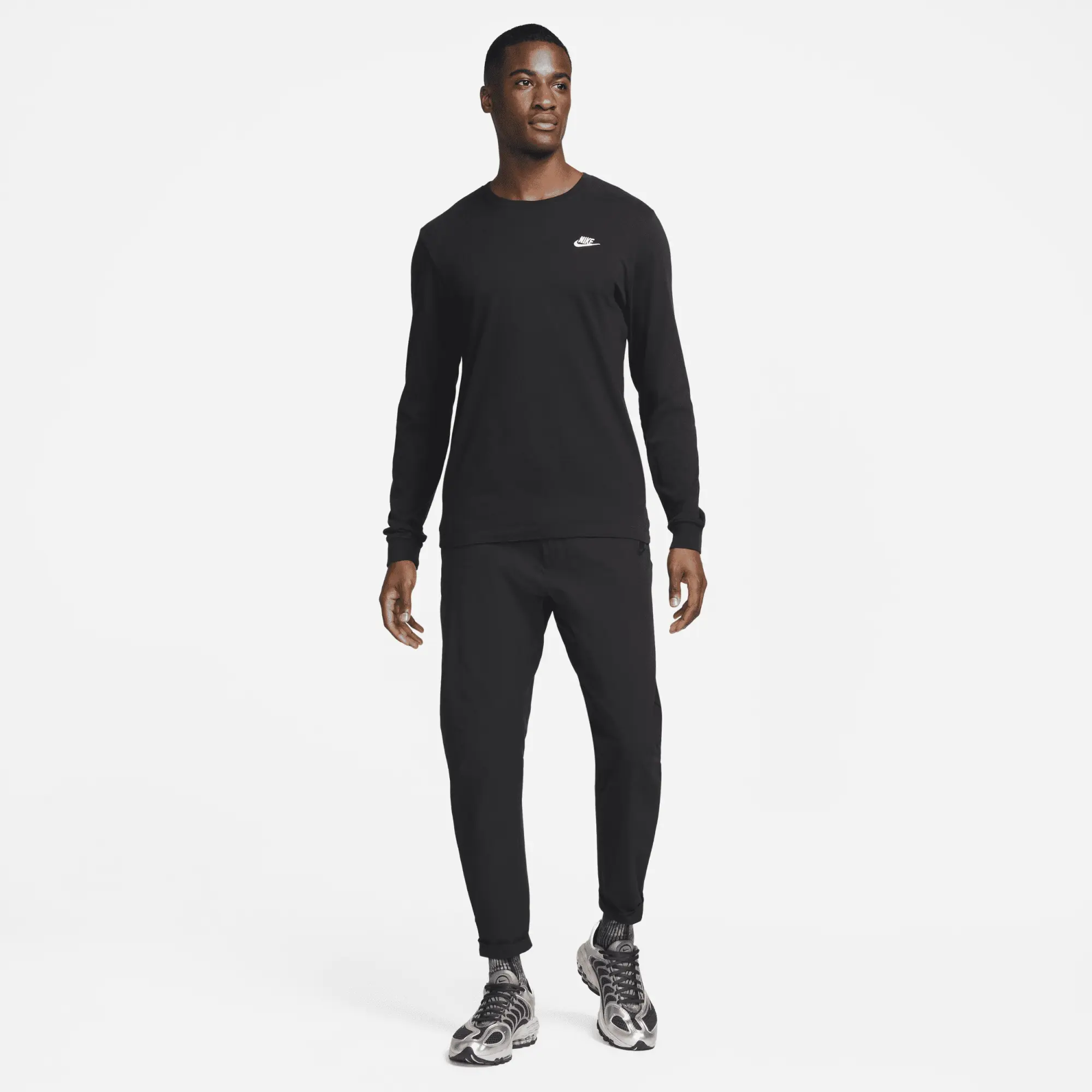 Nike Club Long Sleeve T-Shirt - Black | AR5193-010 | FOOTY.COM
