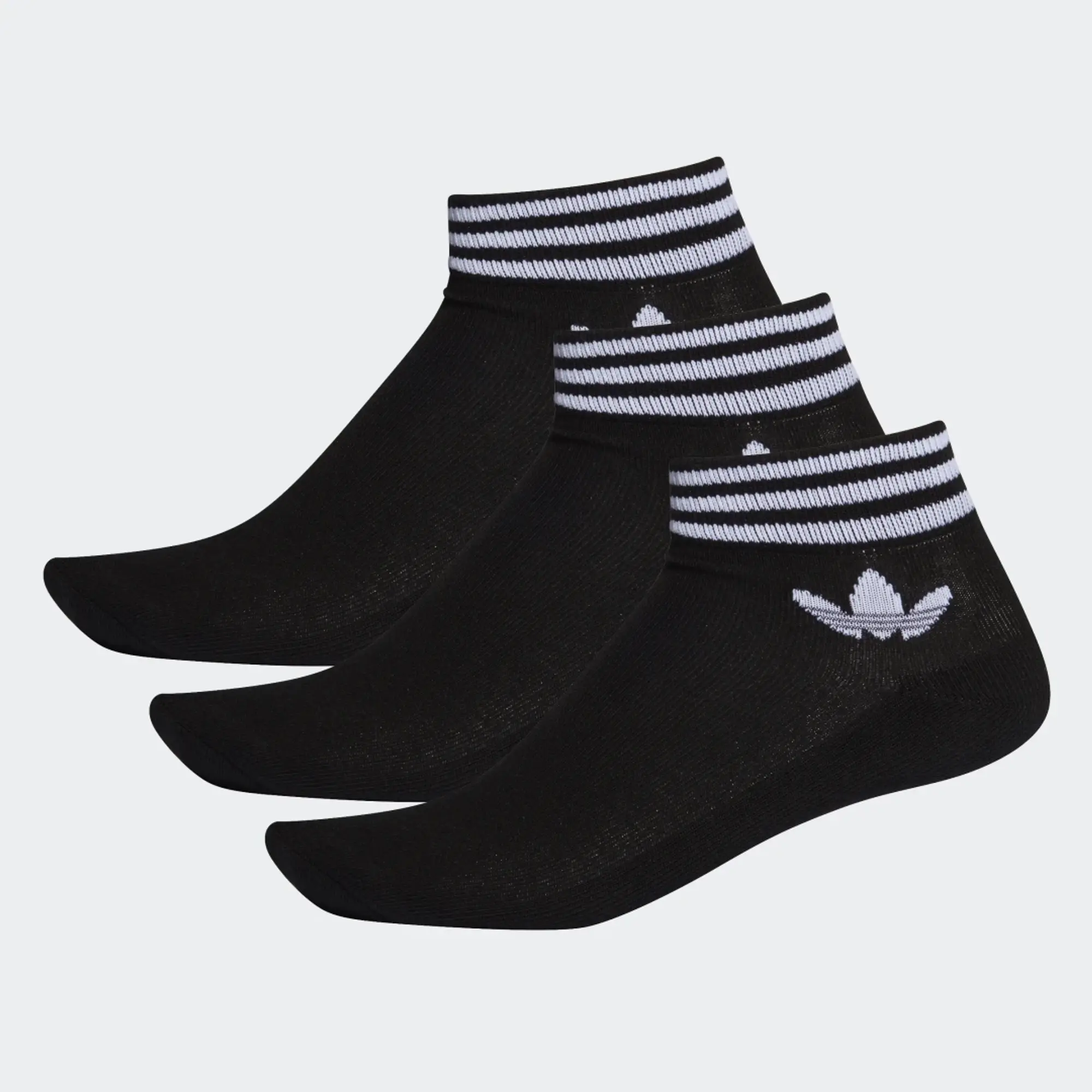 Adidas Originals Adicolor Trefoil 3 Pack Ankle Socks In Black