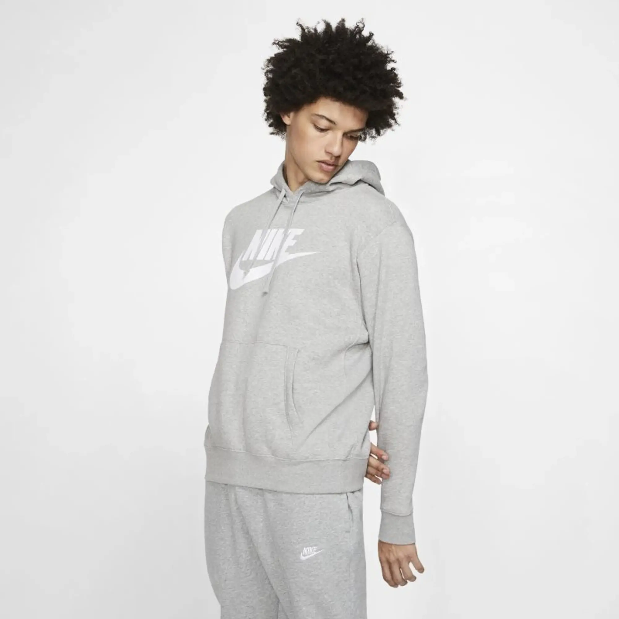 Nike Sportswear Club Fleece Men's Graphic Pullover Hoodie - Grey