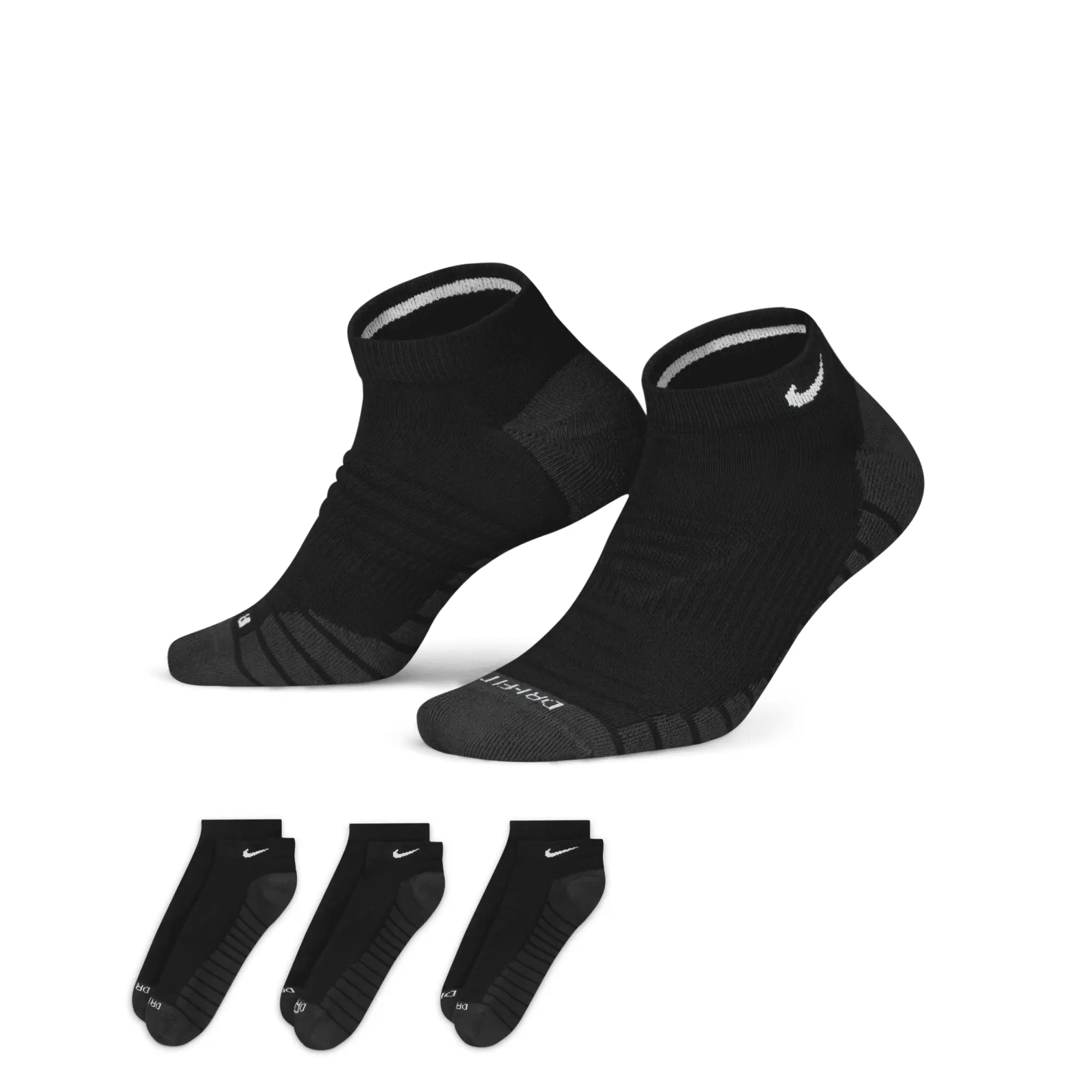 Nike Everyday Max Cushion No-Show Sports Socks 3 Pack - Black, Grey