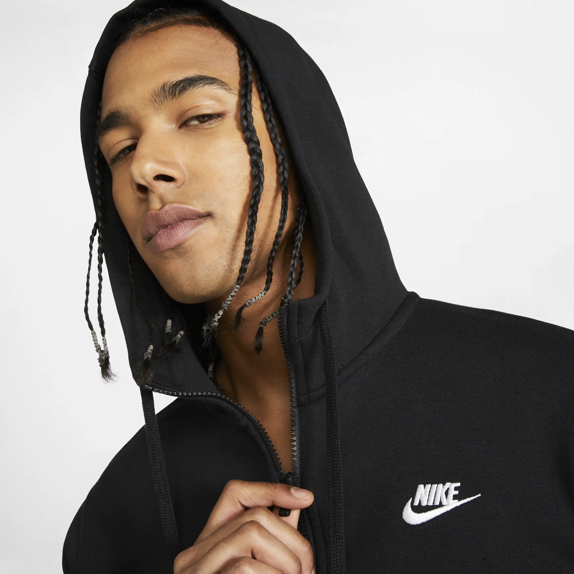 Nike NSW  Club Fleece Full Zip Hoodie (Plus Size) - Black, Black