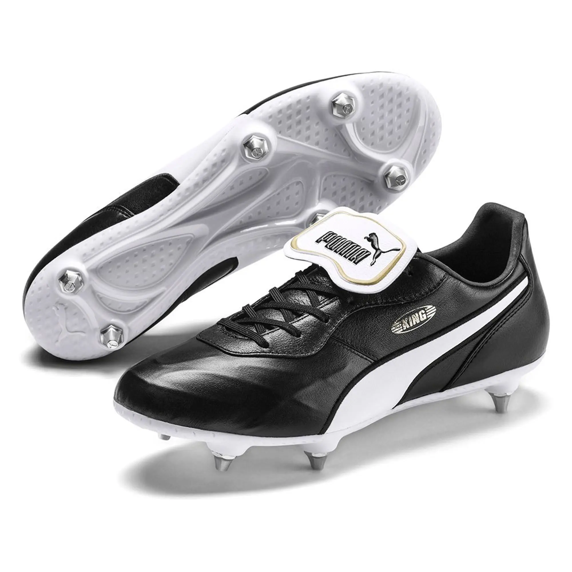 PUMA King Top SG Football Boots, Black/White