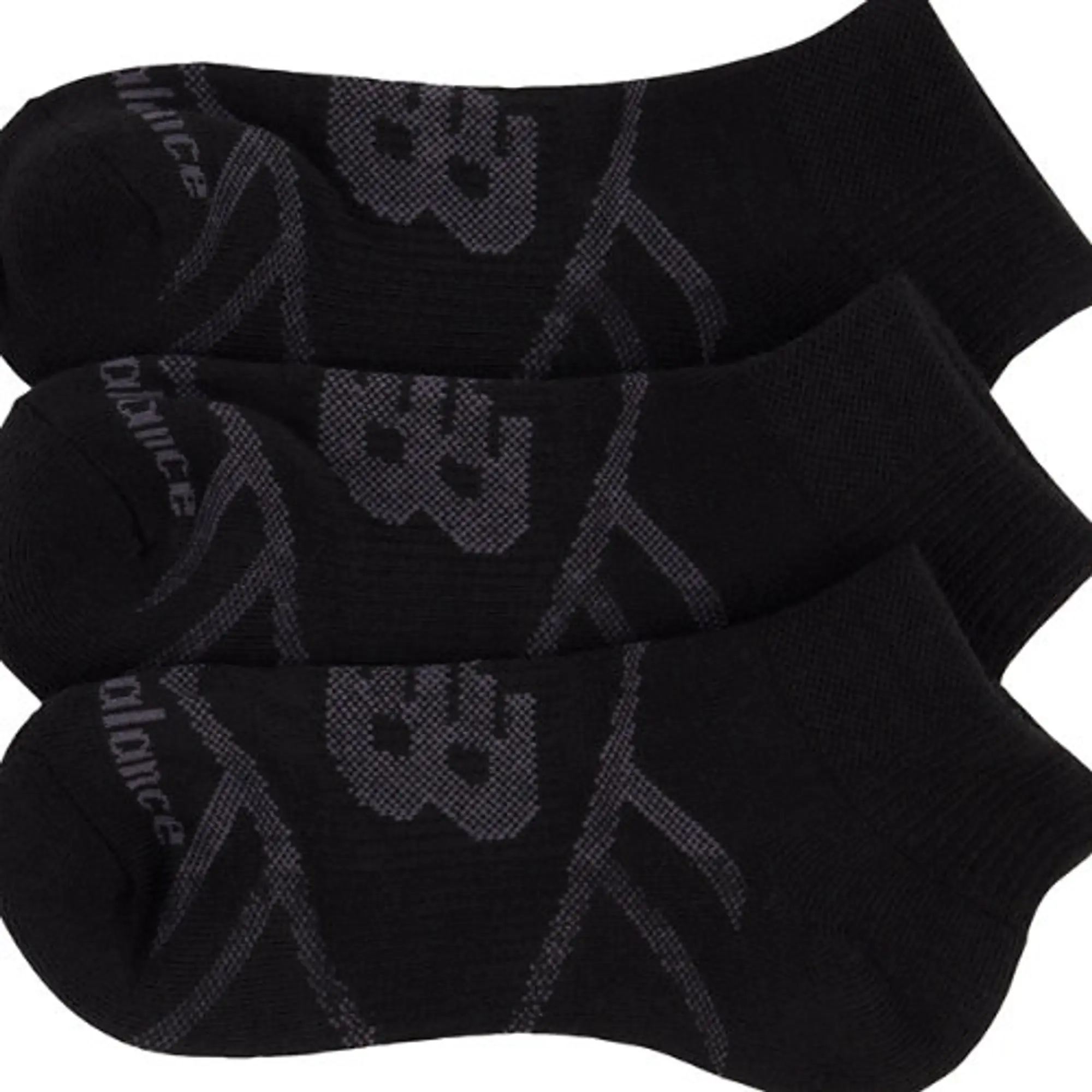 New Balance 3 Pack Patterned Ankle Socks Juniors - Black