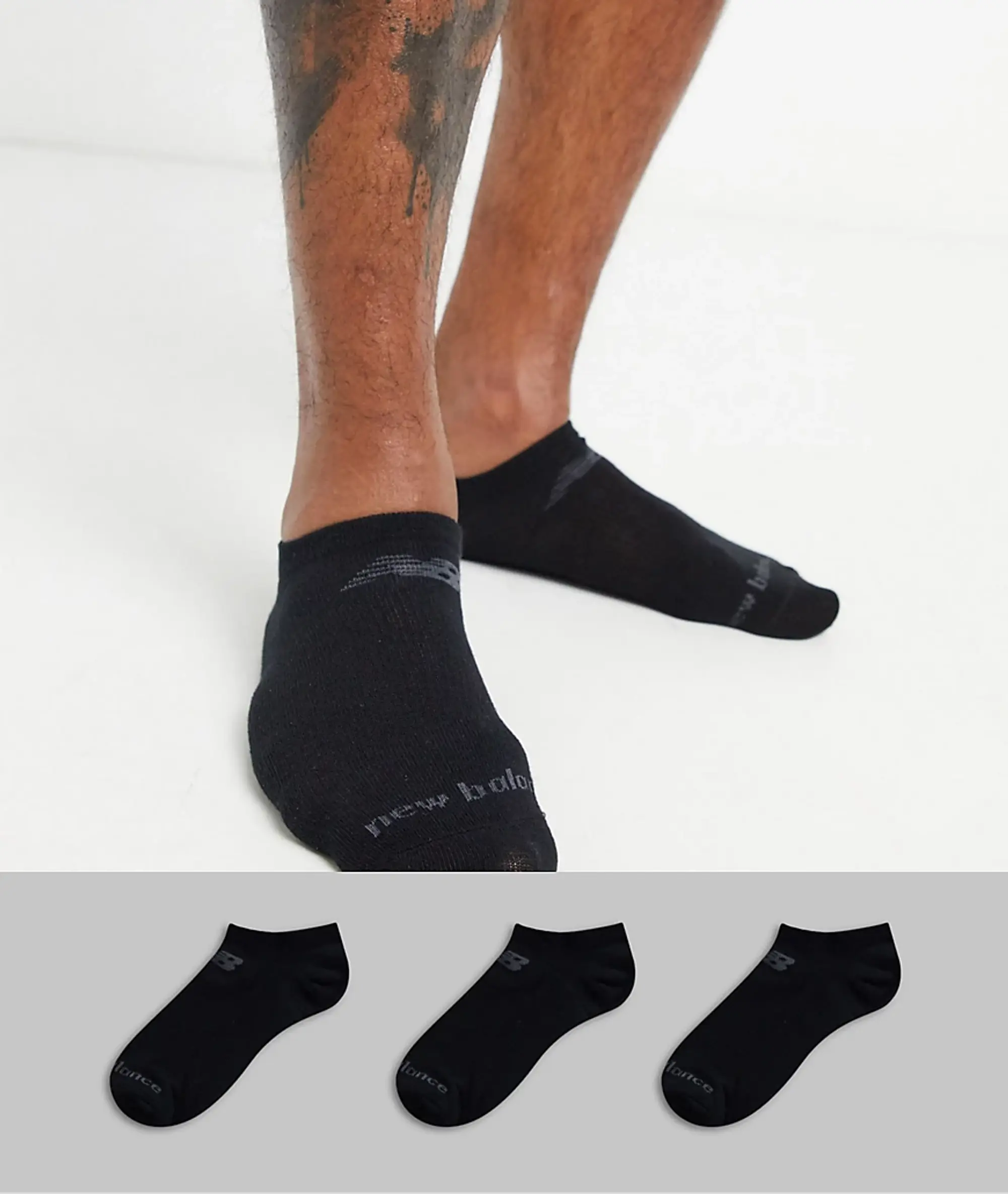 New Balance 3 Pack Trainer Socks In Black