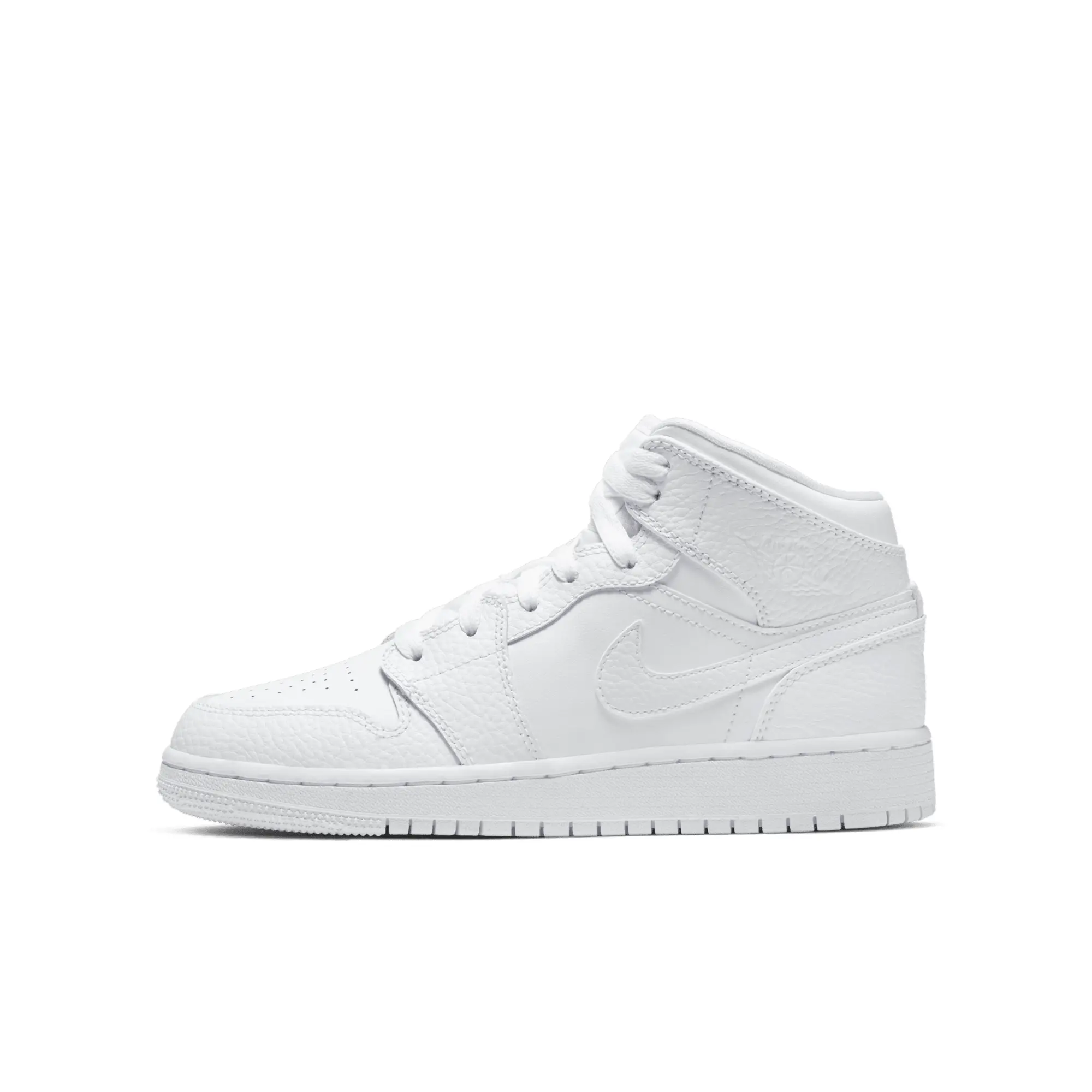 Nike Jordan Jordan Air 1 Mid Tumbled Leather Junior - White