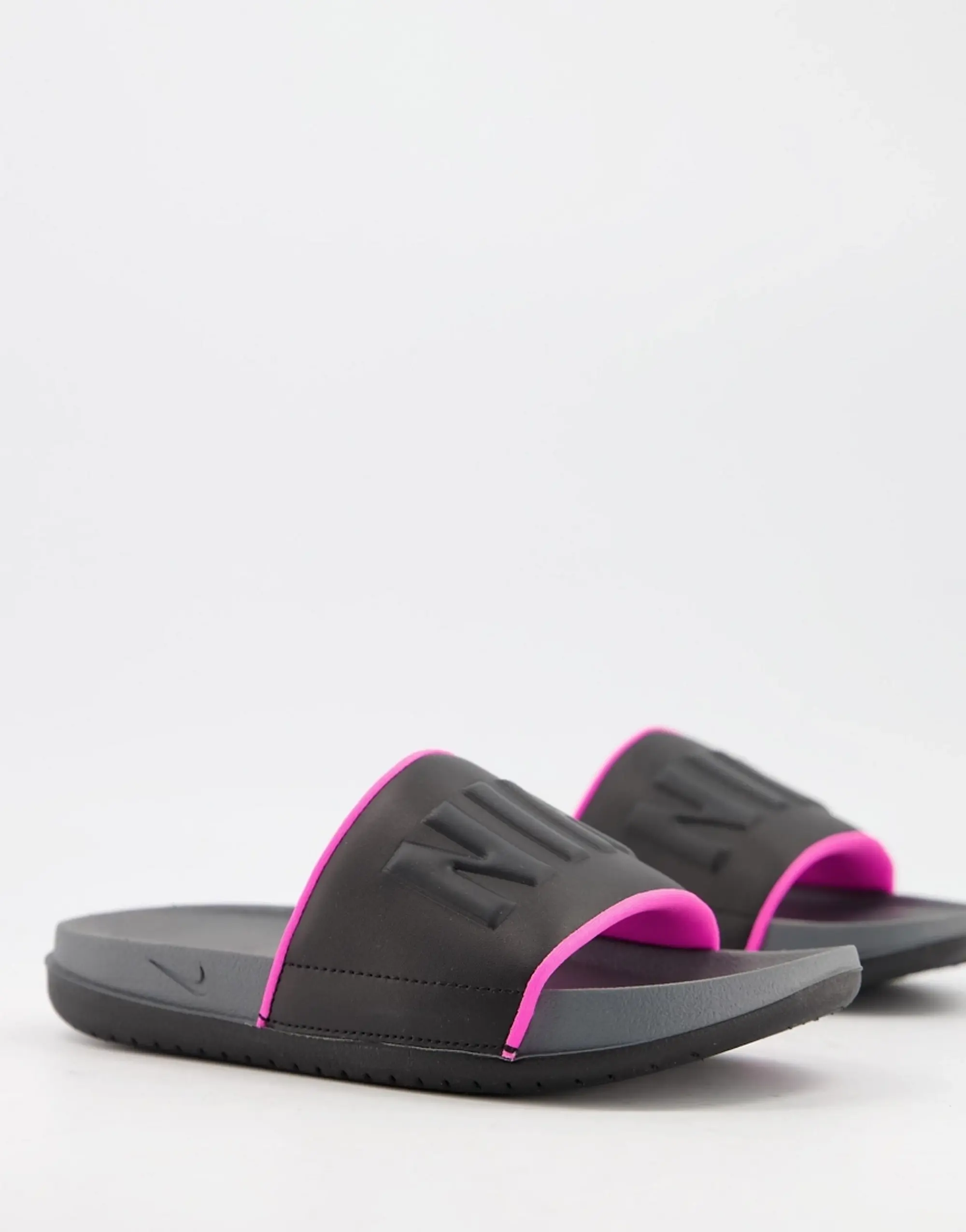 Nike Offcourt Sliders In Black And Pink