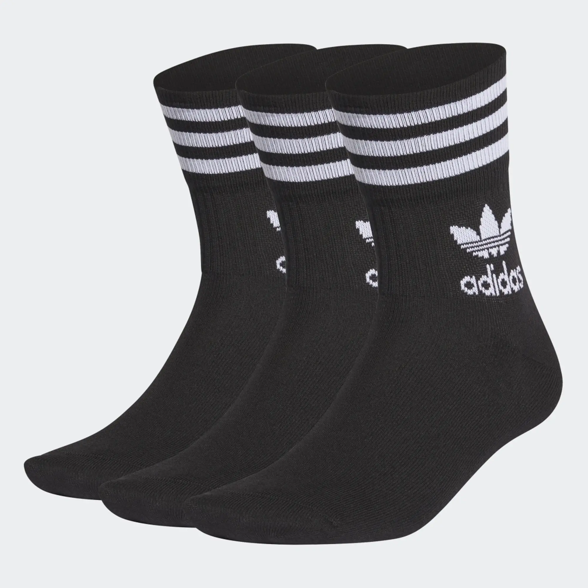 Adidas Originals Mid Crew Socks 3 Pairs  - Black