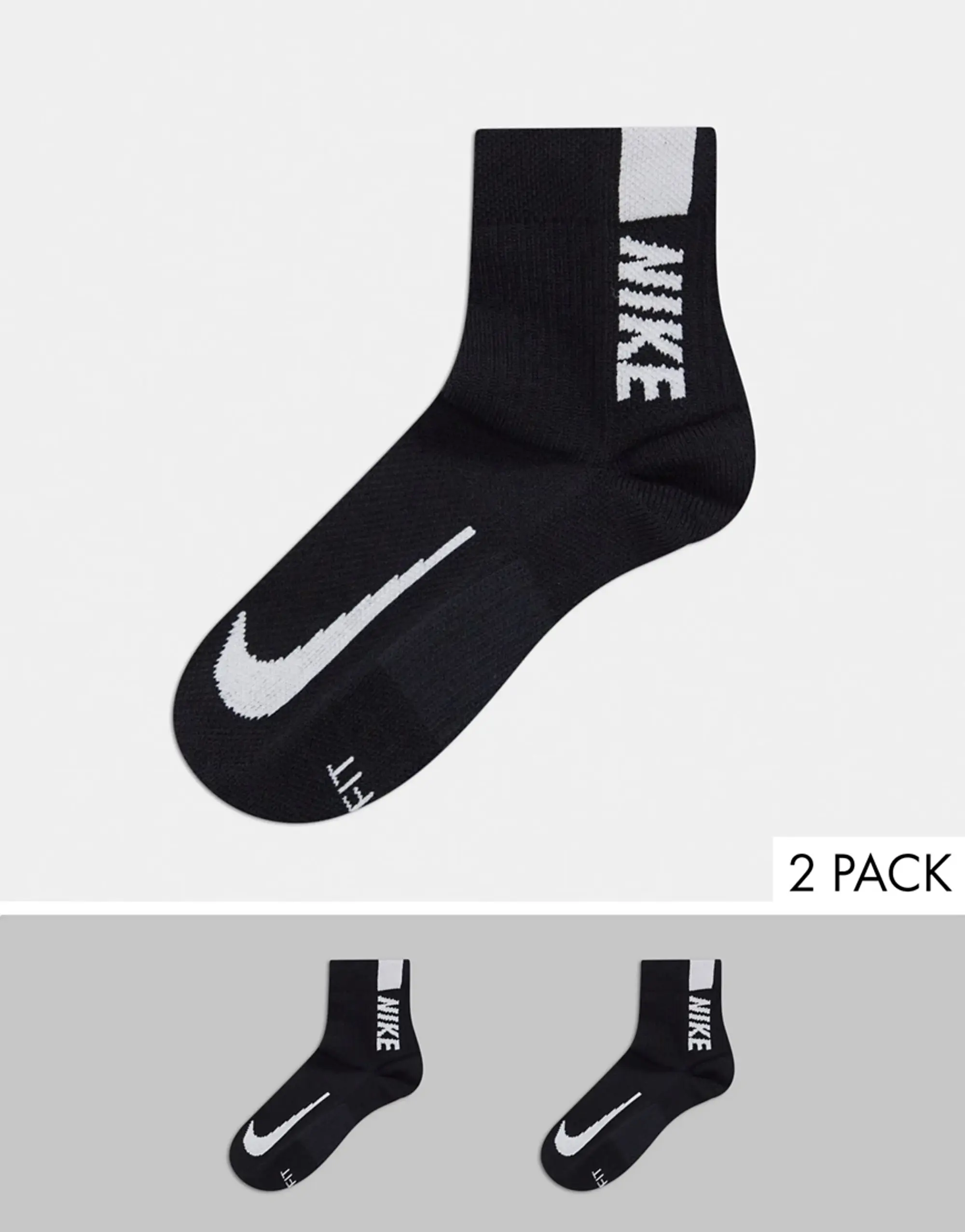 Nike Multiplier Sports Socks 2 Pack - Black, White