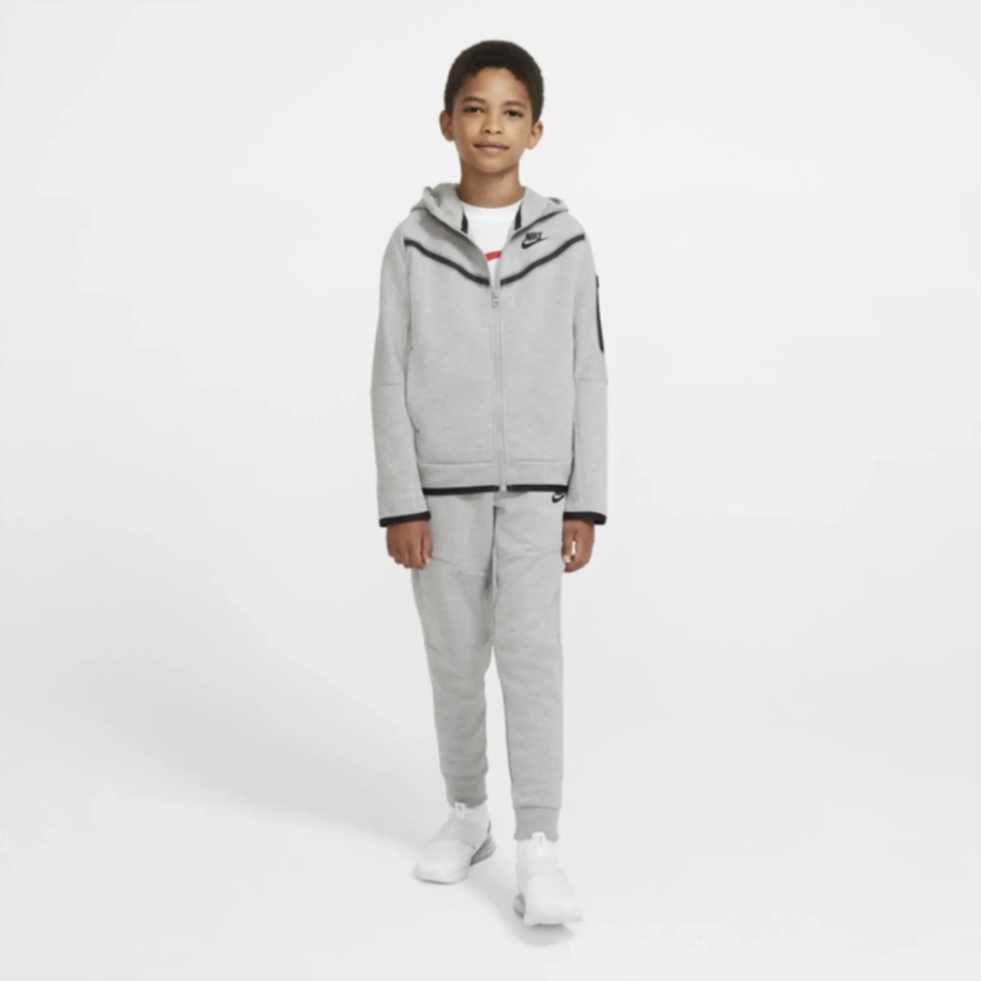 Nike Sportswear Tech Fleece Zip Hoodie Boys - Lightgrey, Black | CU9223 ...