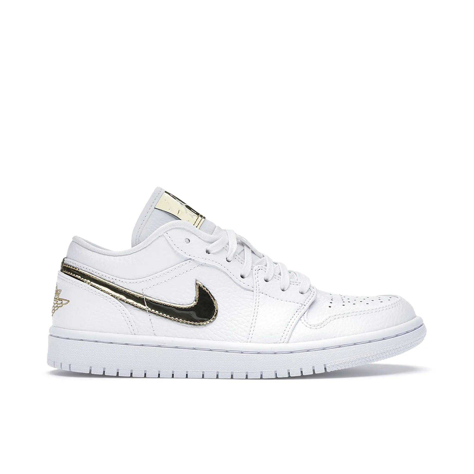 Nike Womens Air Jordan 1 Low SE White Metallic Gold Shoes