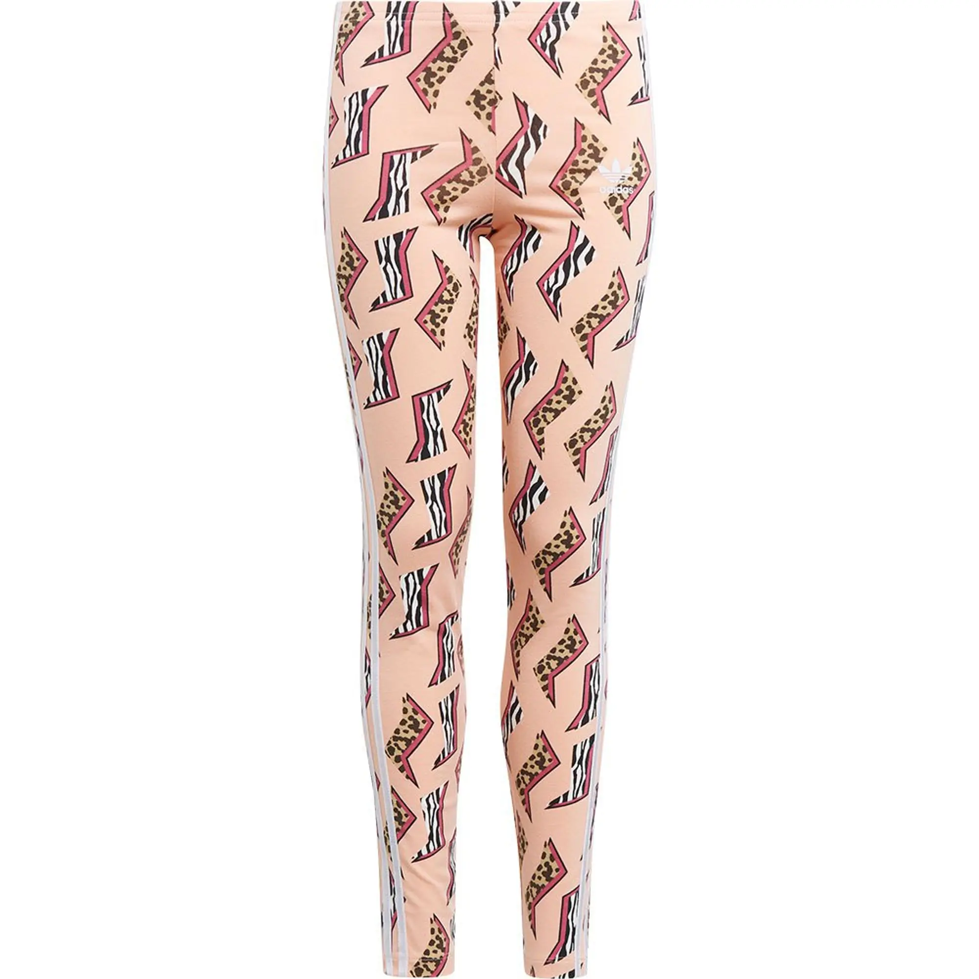 adidas Originals Girls Girl's Junior Allover Print Leggings in Pink Cotton, GN2237