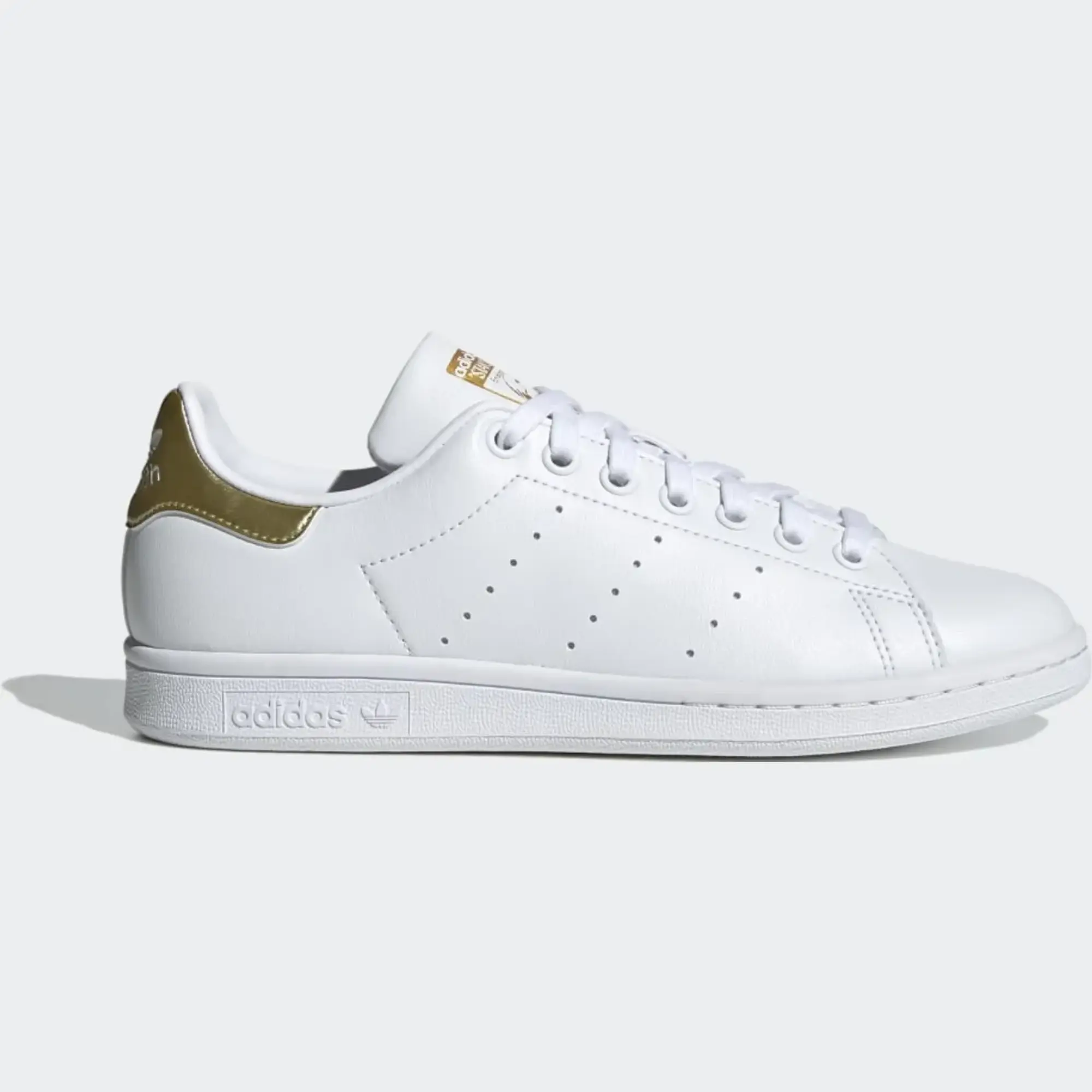 Adidas Originals Stan Smith Trainers In White/Gold