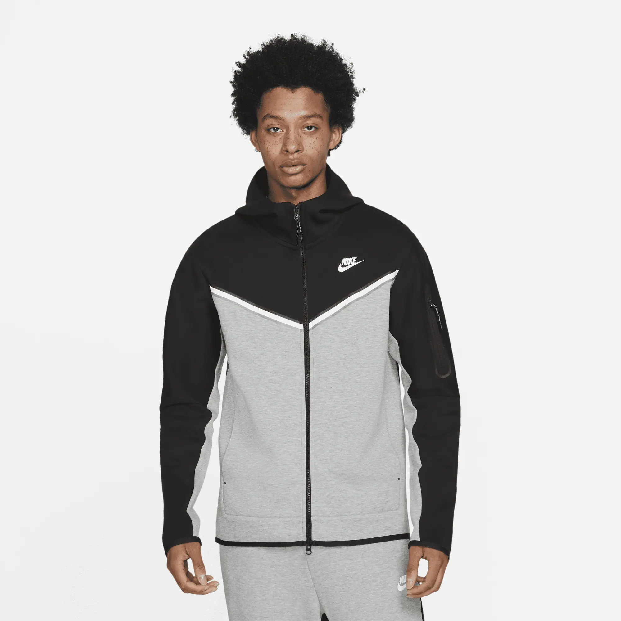 Nike Tech Fleece Full Zip Hoodie - Black / Dark Grey Heather