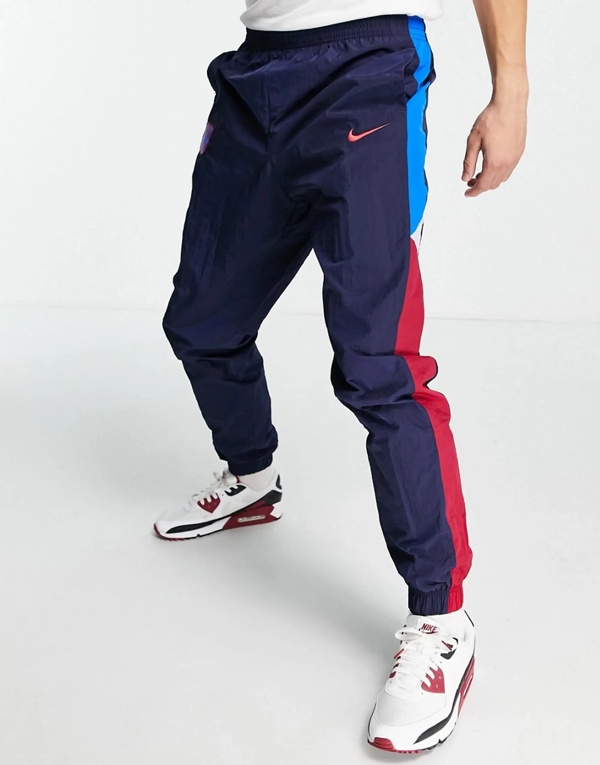 Nike Football Fc Barcelona Panelled Joggers In Navy
