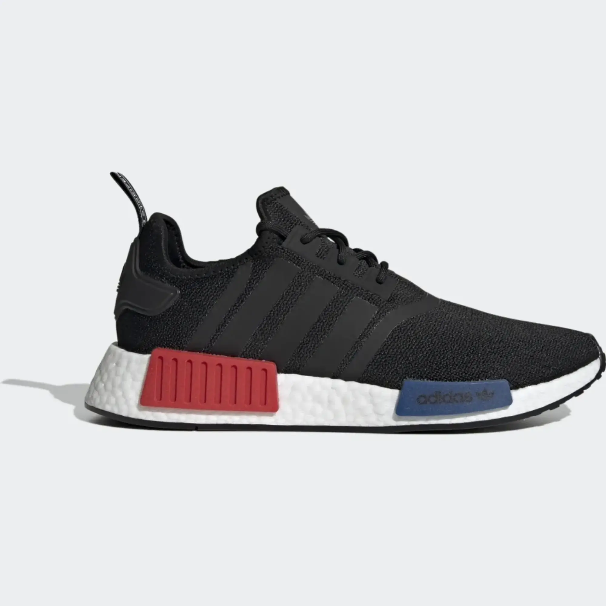 Adidas Originals Nmd R1 Trainers In Black With Red And Blue Tab Detail