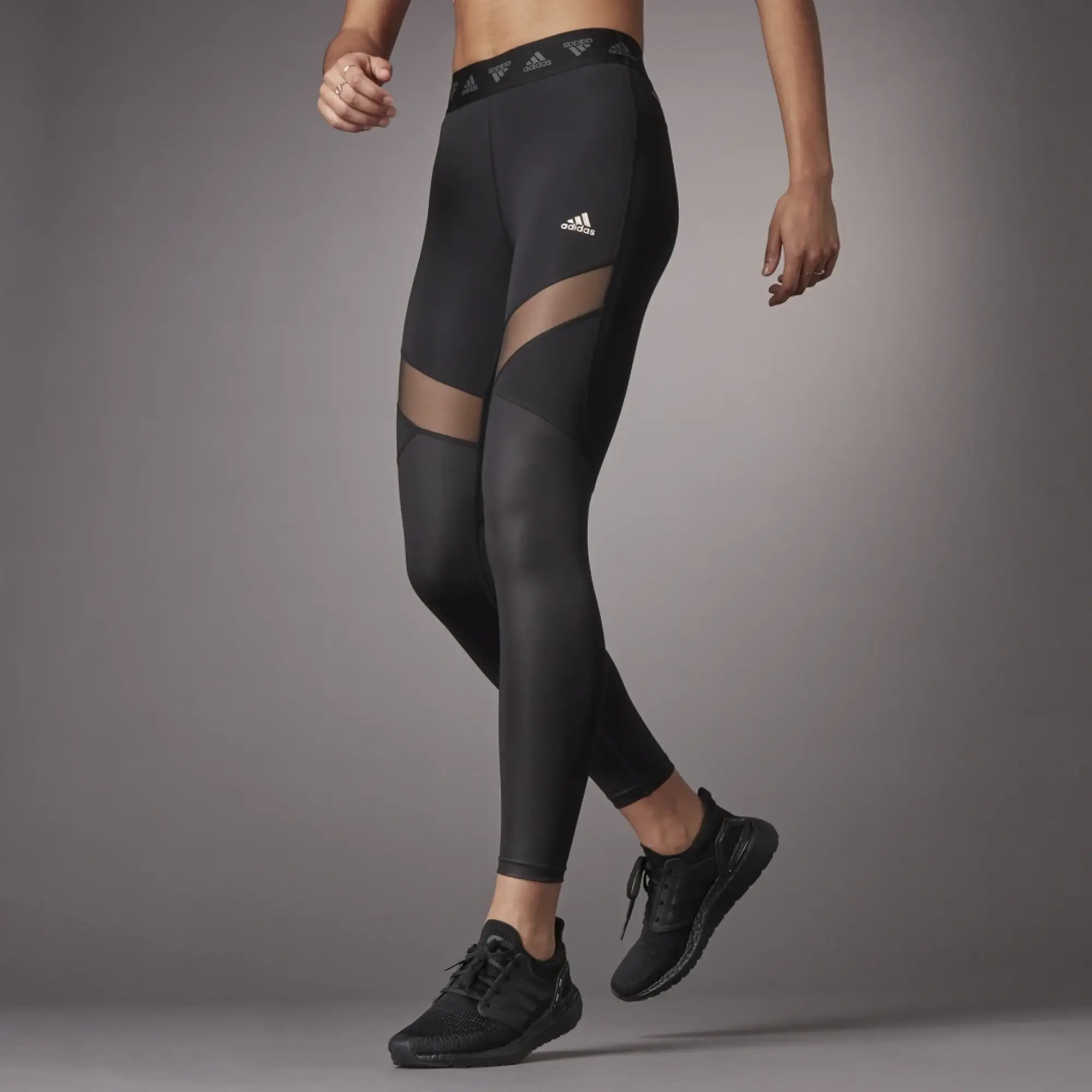 Adidas Training Leggings With Branded Waistband In Black, HE9403