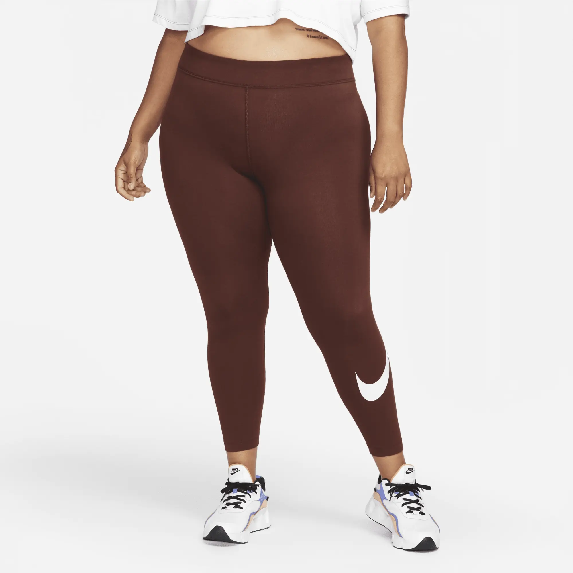 Nike Sportswear Essential Women's Mid-Rise Swoosh Leggings - Brown, DC6934-273