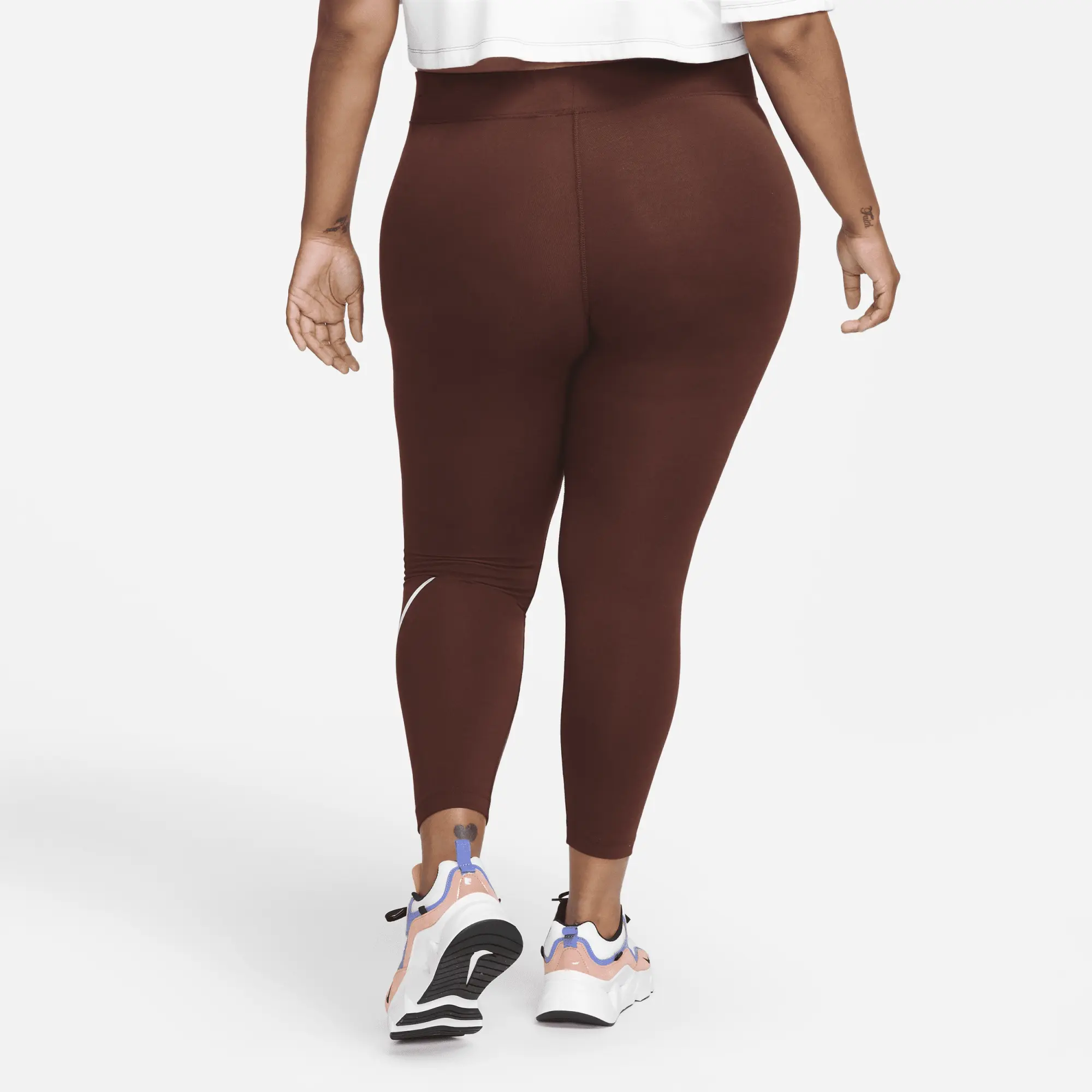 Nike Sportswear Essential Women Mid-Rise Swoosh Leggings Brown