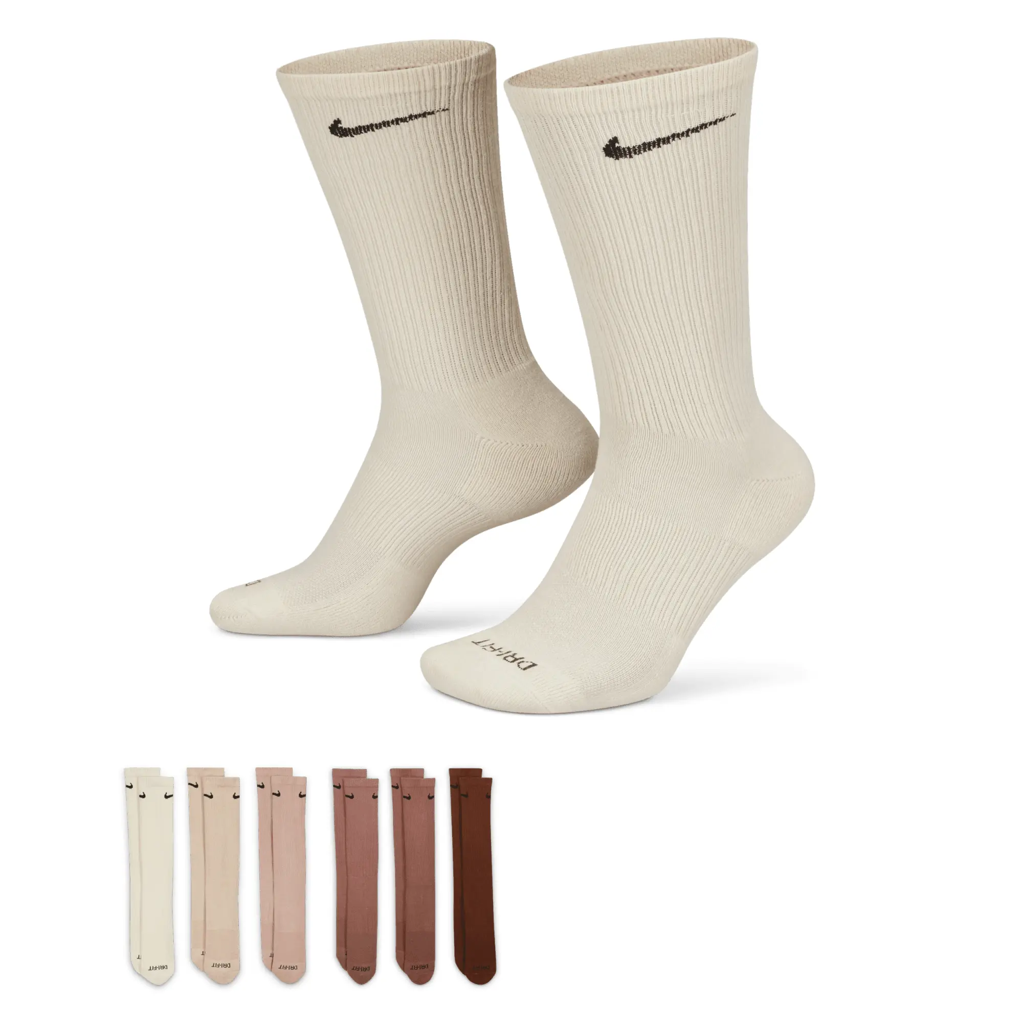 Nike Training Everyday Plus 6 Pack Socks In Brown