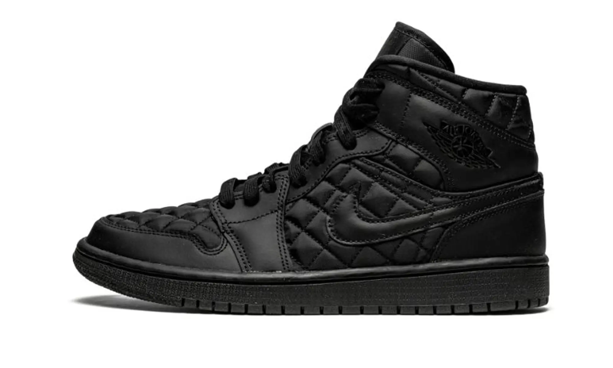 Nike Womens Air Jordan 1 Mid Quilted Black Shoes