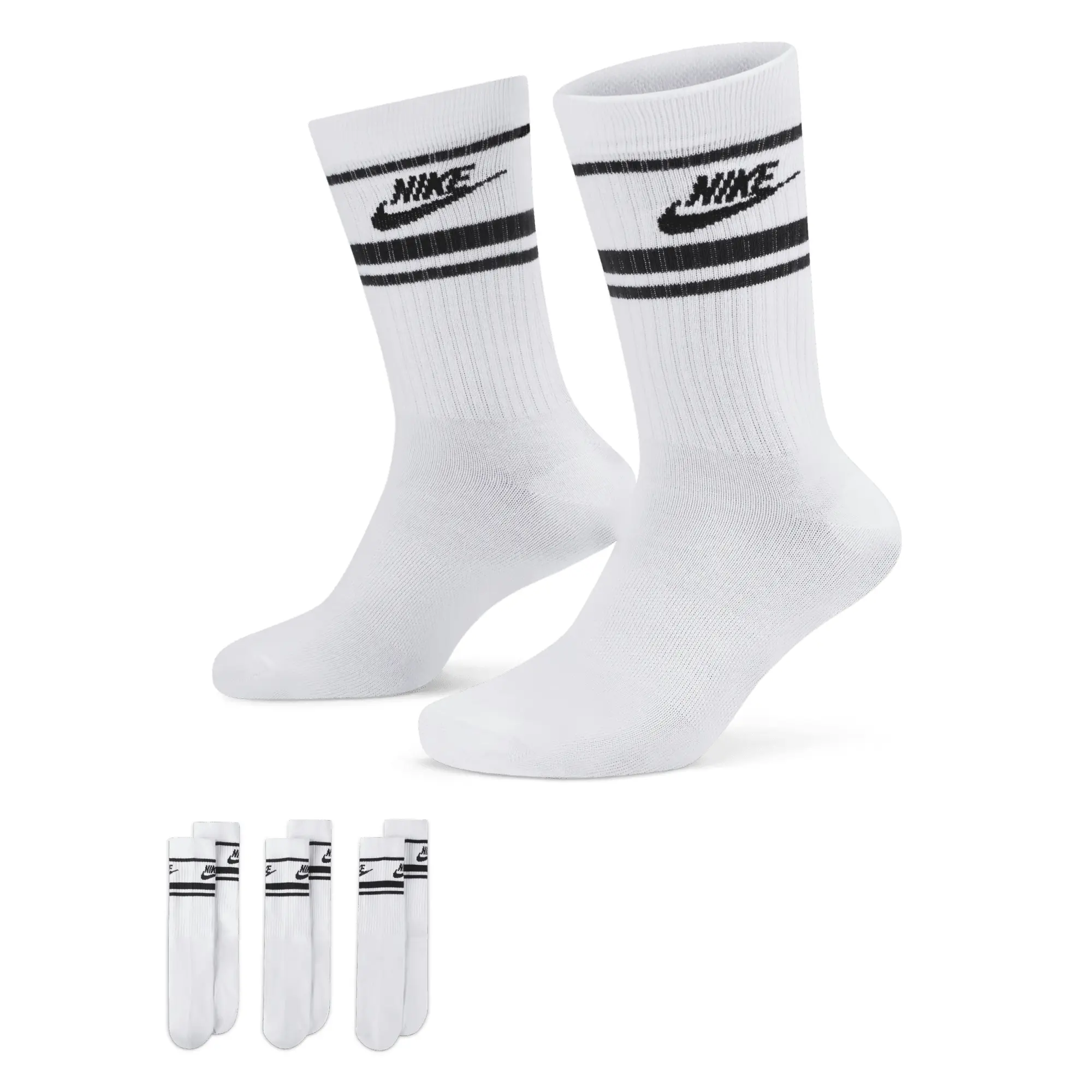 Nike Everyday Essential 3 Pack Socks In White/Black
