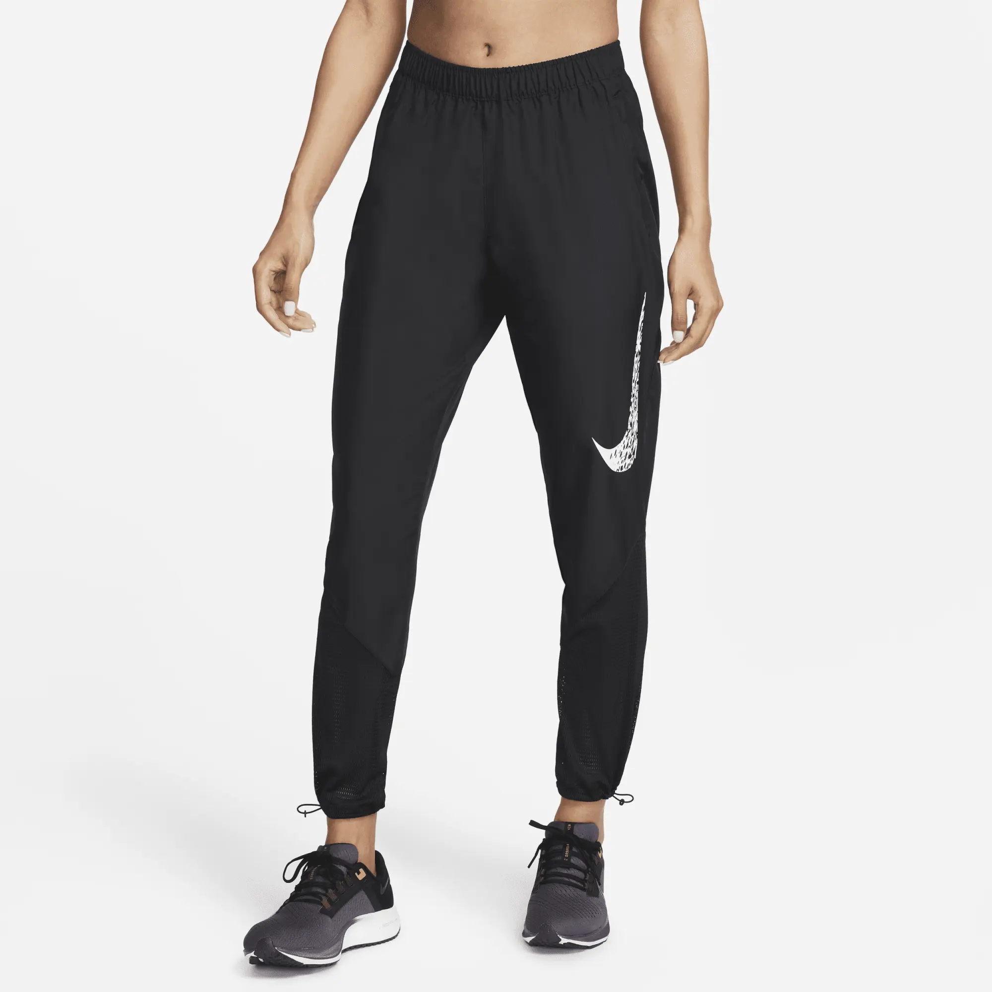 Nike Dri-FIT Swoosh Run Women's Mid-Rise Mesh Running Trousers - Black, DM7771-010