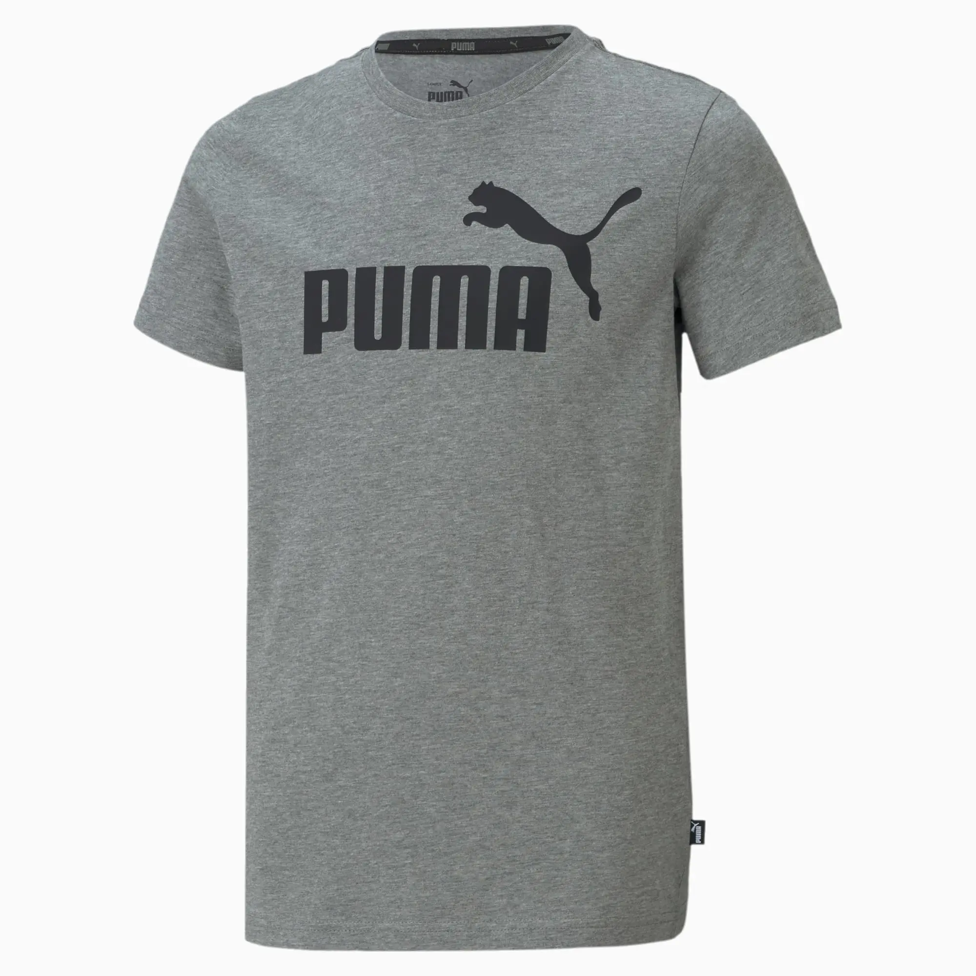 Puma Childrens Unisex Essentials Logo Youth Tee - Grey Cotton