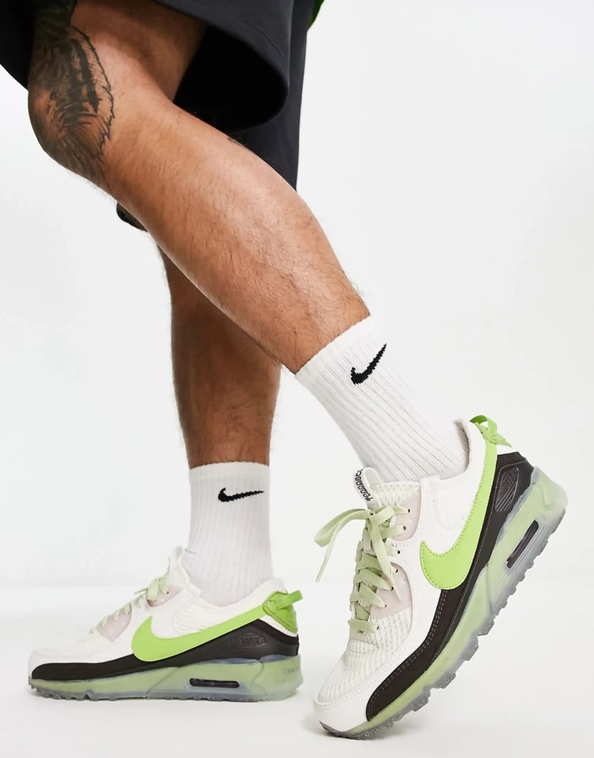 Nike Air Max Terrascape 90 Trainers In White And Lime Green