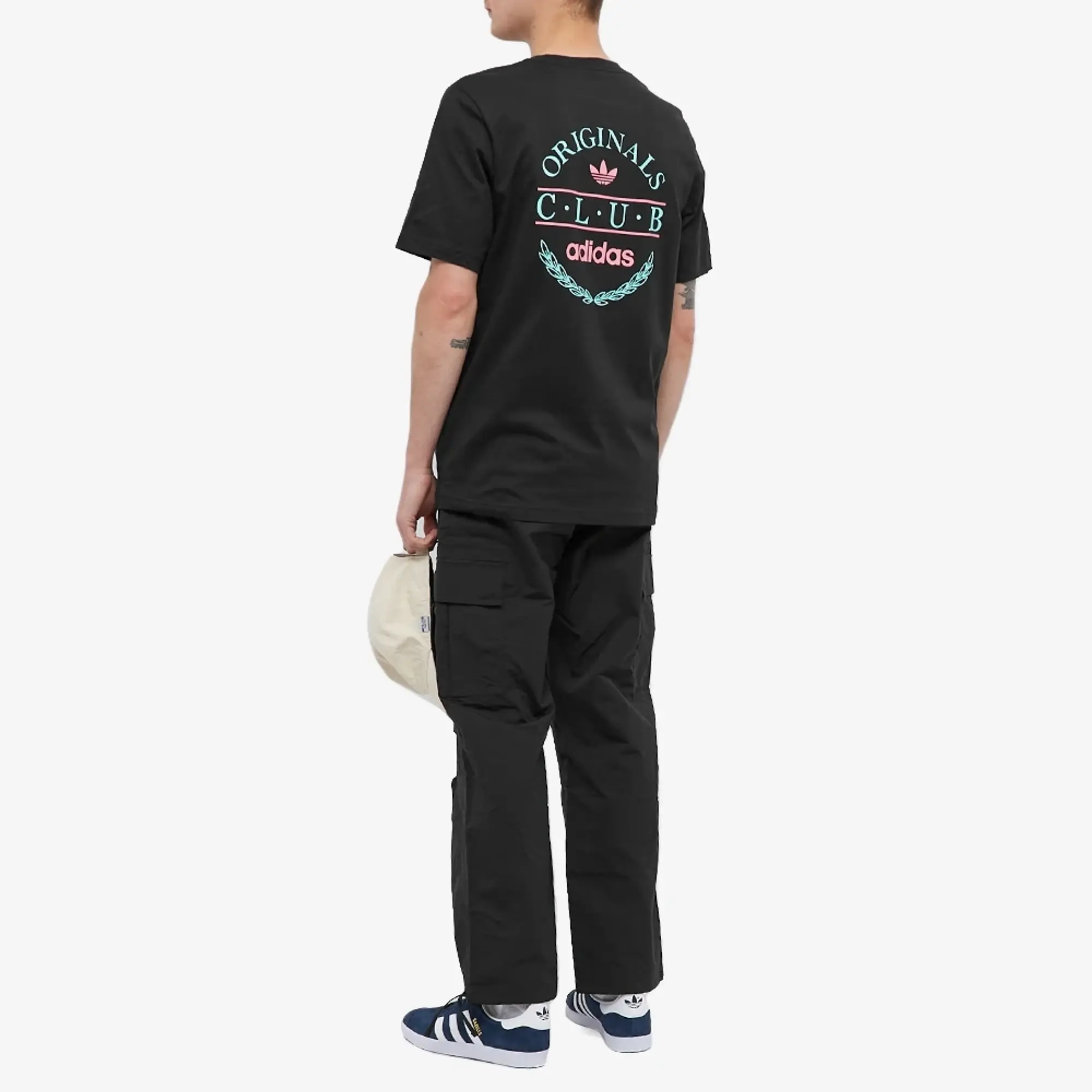 Adidas Originals 'Sports Resort' Club T-Shirt In Black With Back Graphics