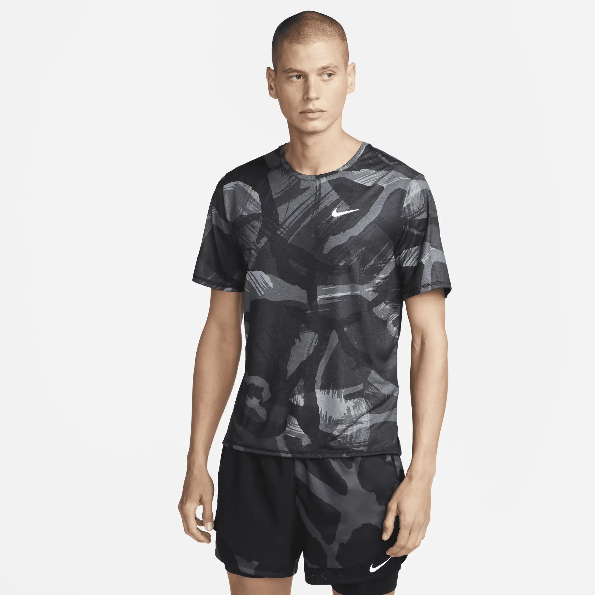 Nike Running T-Shirt Dri-Fit Miller Camo - Black