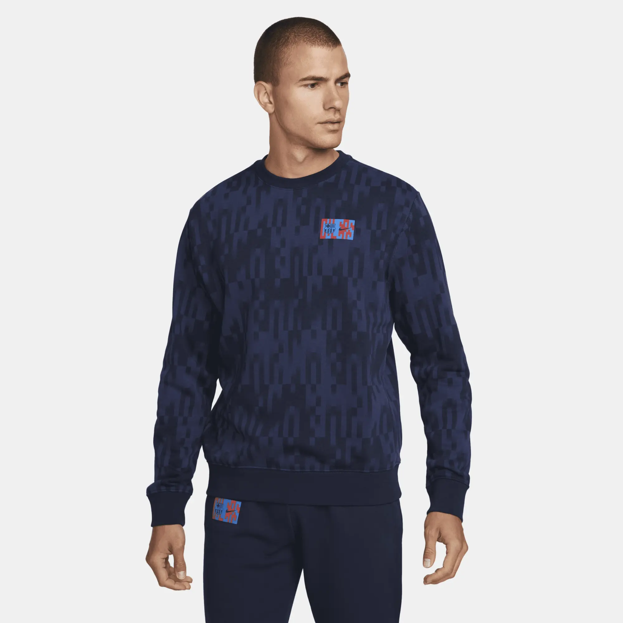 Nike F.C. Barcelona Club Men's French Terry Graphic Sweatshirt - Blue