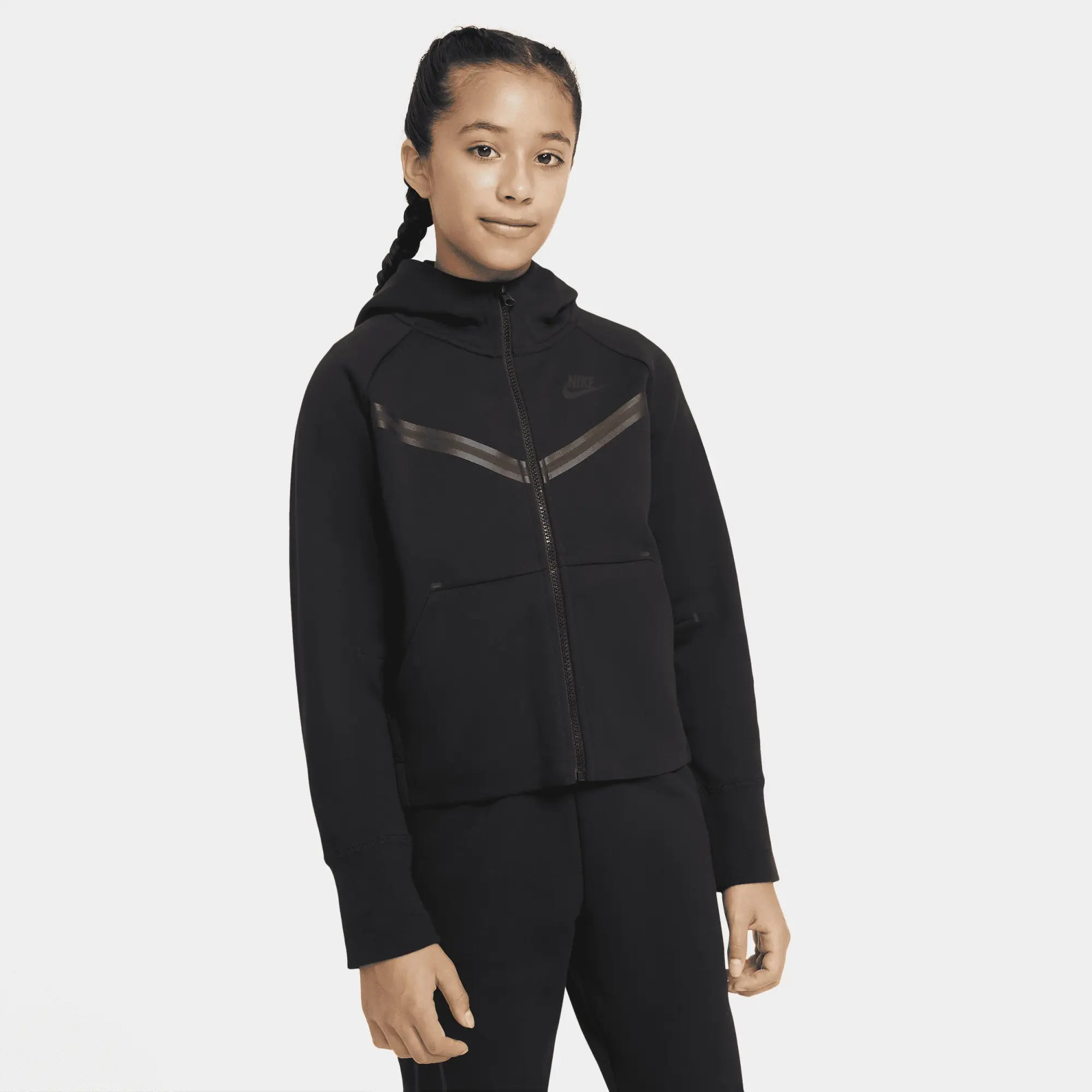 Nike Sportswear Tech Fleece Older Kids' (Girls') Full-Zip Hoodie - Black