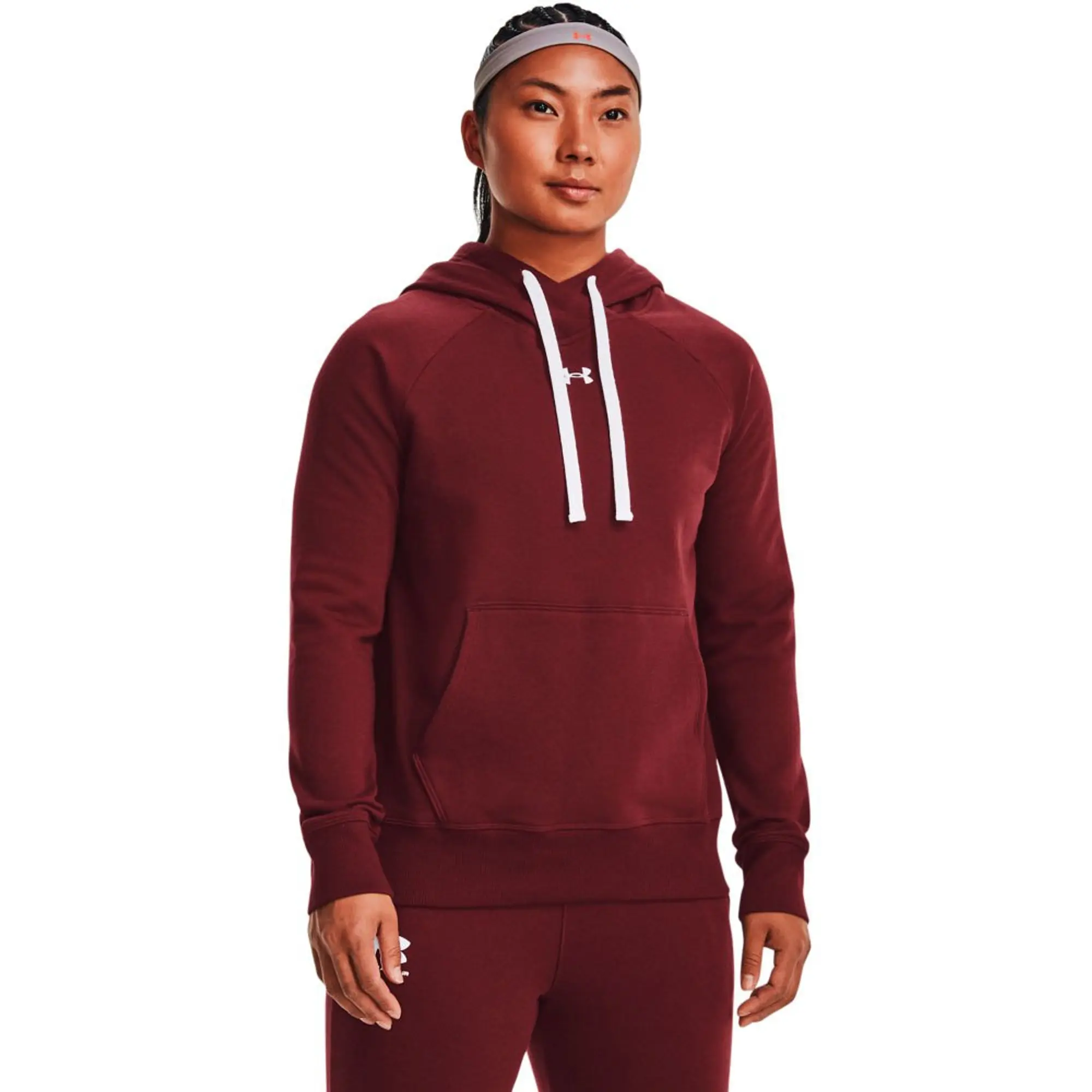Under Armour Womens Rival Fleece Hoodie - Maroon Cotton