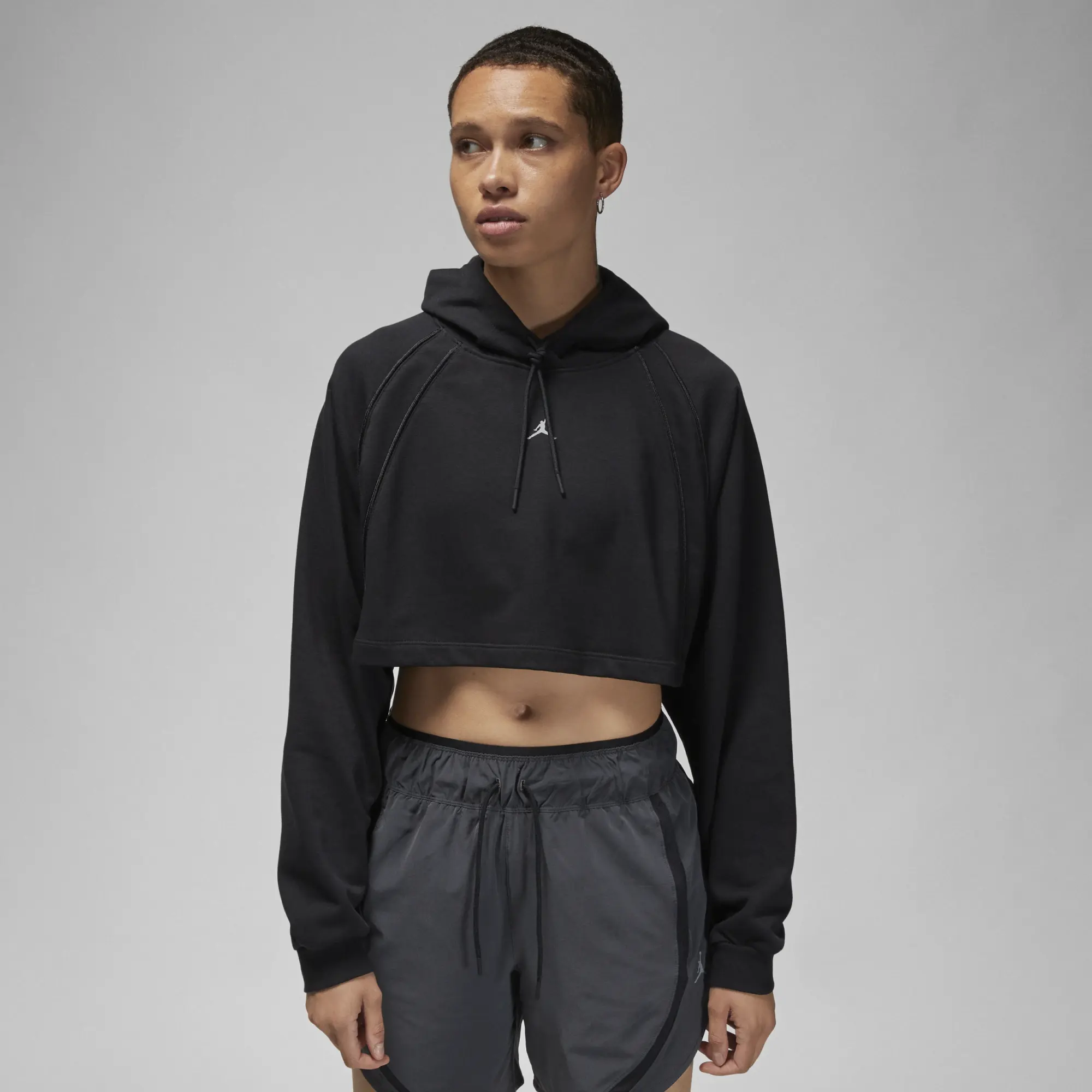 Nike Jordan Jordan Sport Fleece Cropped Pullover Hoodie In Black
