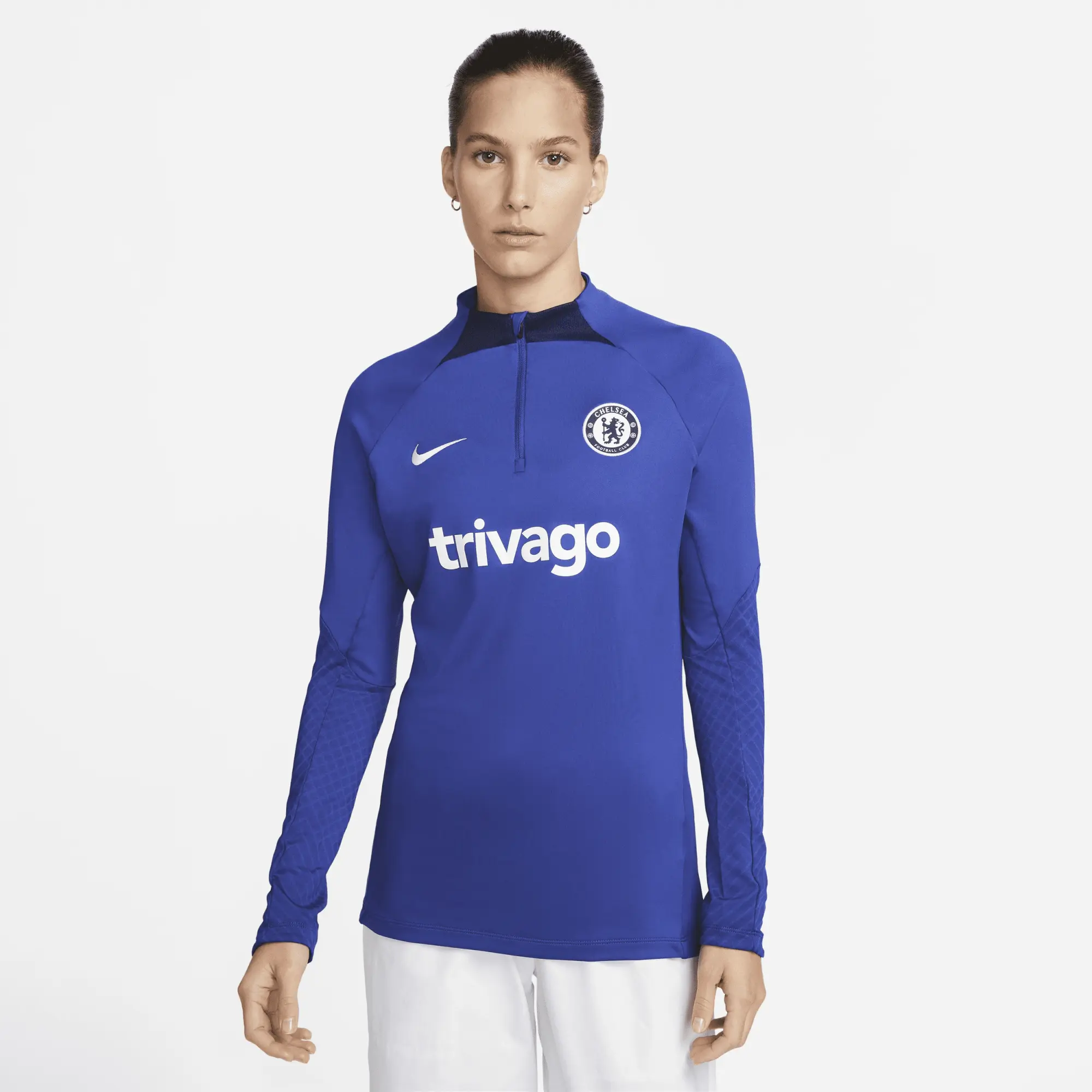 Nike Chelsea Training Shirt Dri-Fit Strike Drill - Rush Blue/College Navy/White Woman - Blue