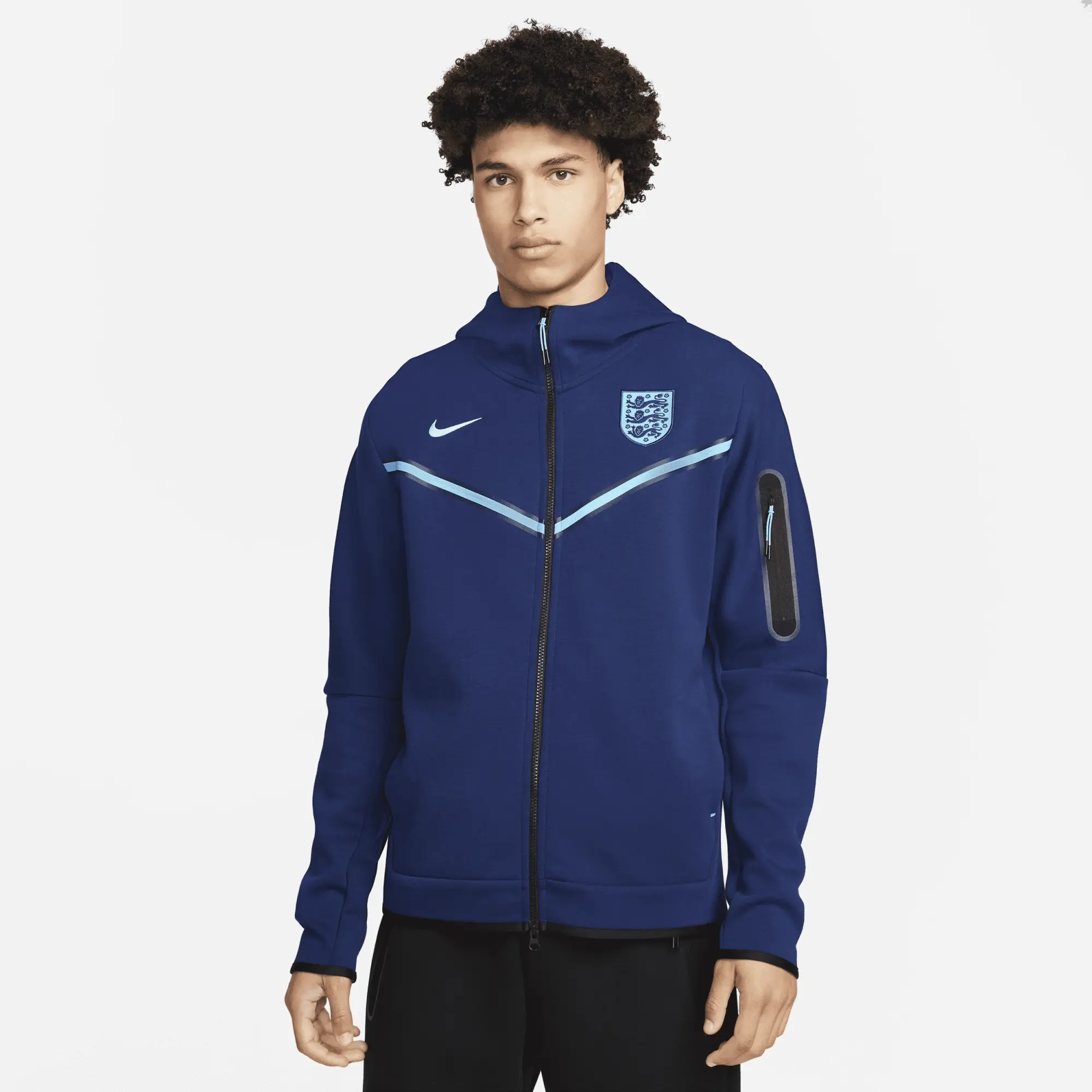 England Men's Nike Full-Zip Tech Fleece Hoodie - Blue | DH4771-492 ...