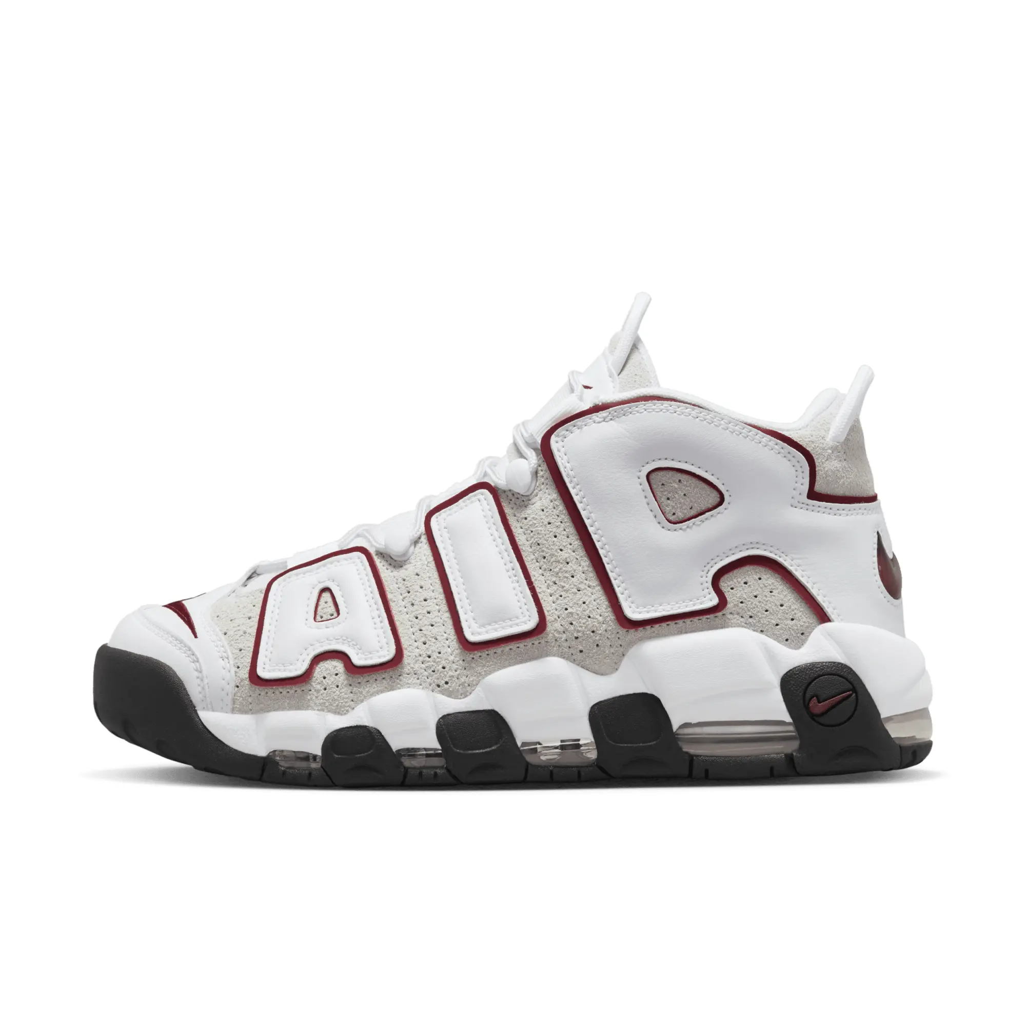 Nike Air More Uptempo '96 Trainers In White And Team Red
