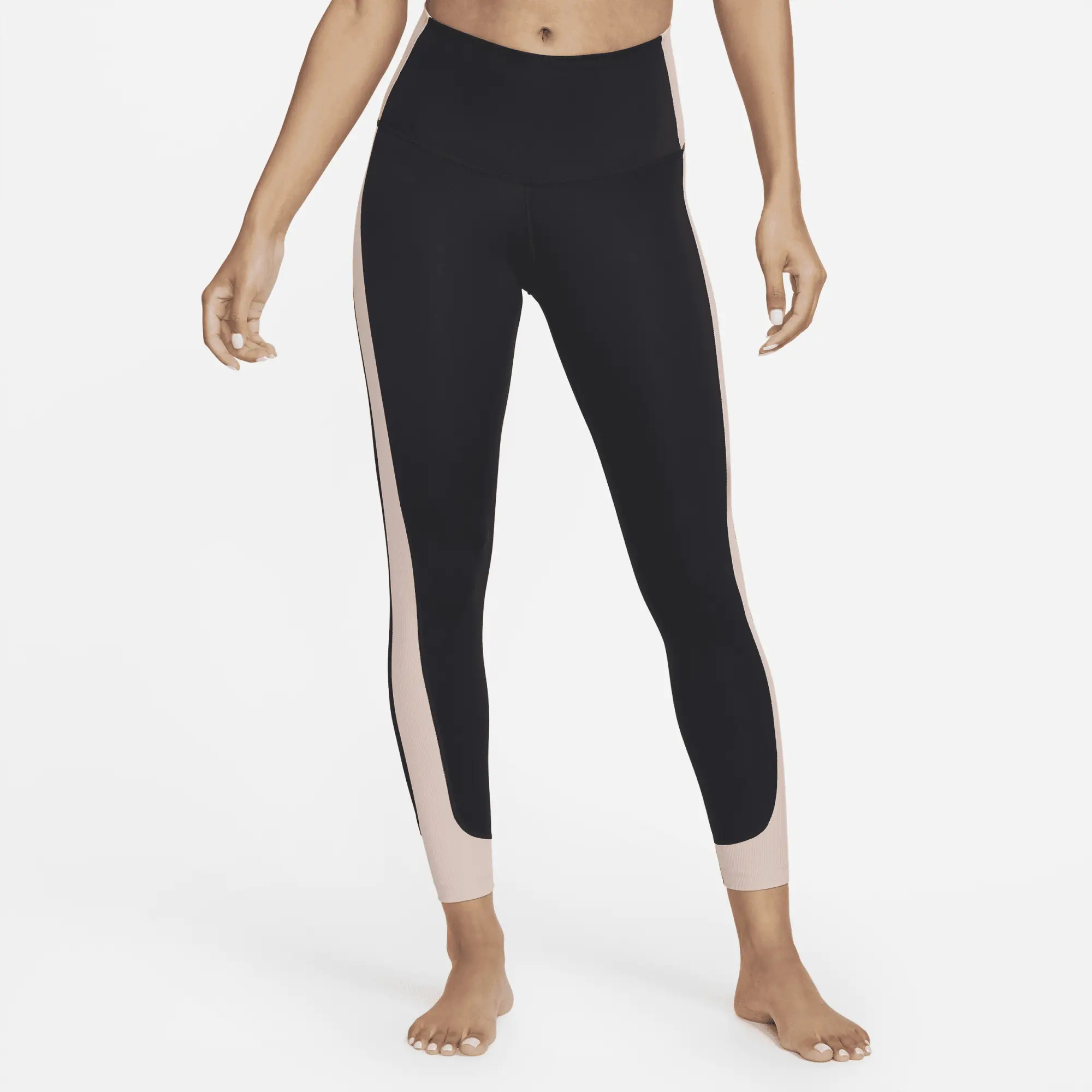 Nike Yoga Women's High-Waisted 7/8 Ribbed-Panel Leggings - Black