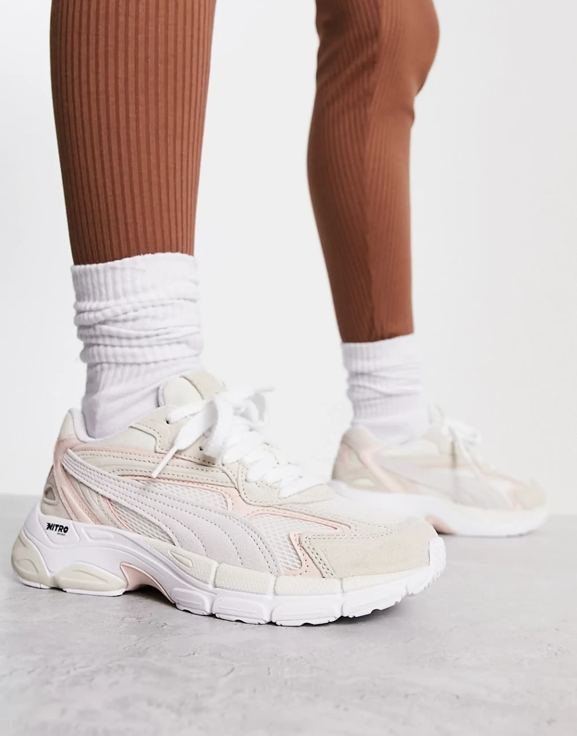 Puma Teveris Nitro Trainers In Off White And Pink