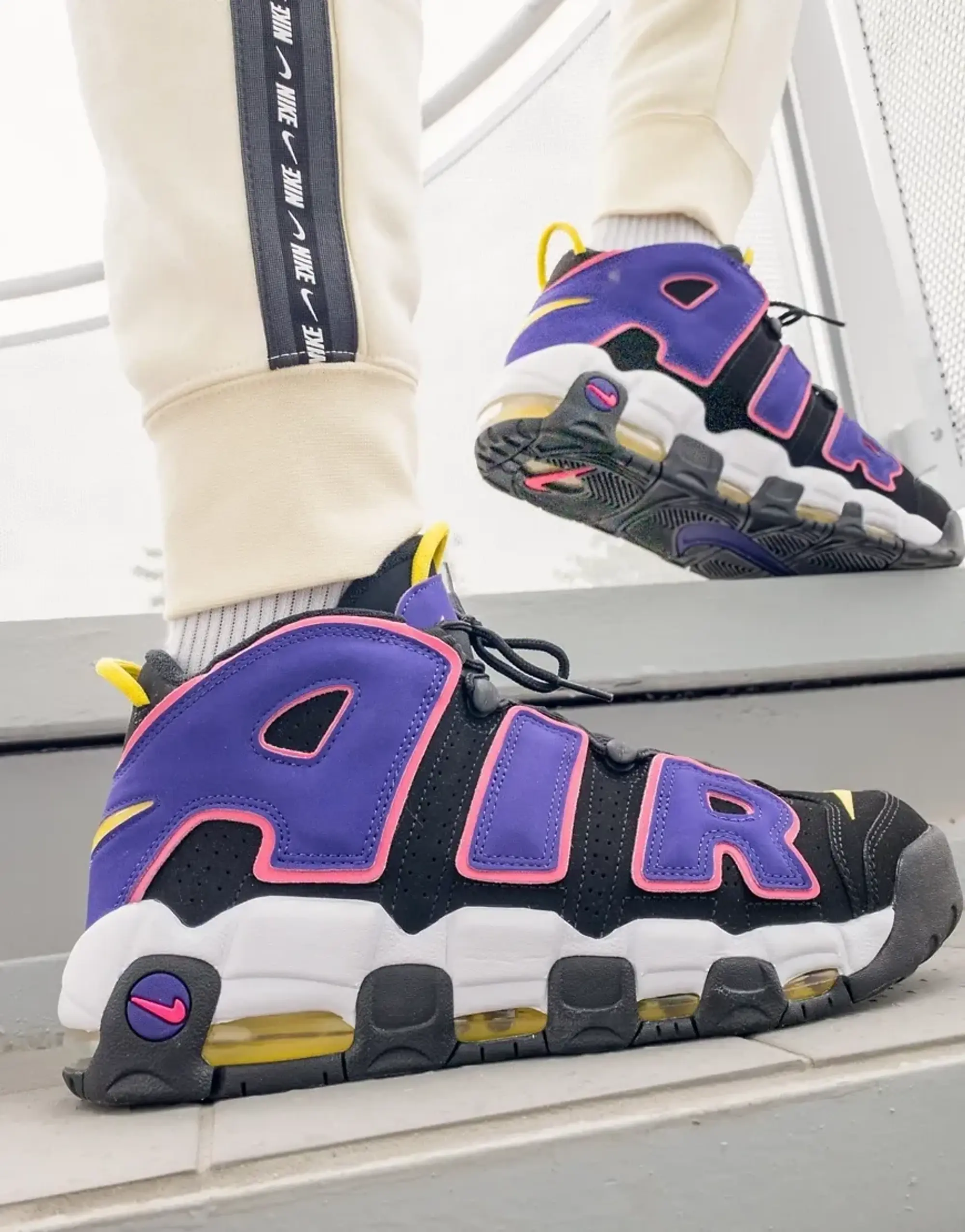 Nike Air More Uptempo '96 Trainers In Black And Court Purple