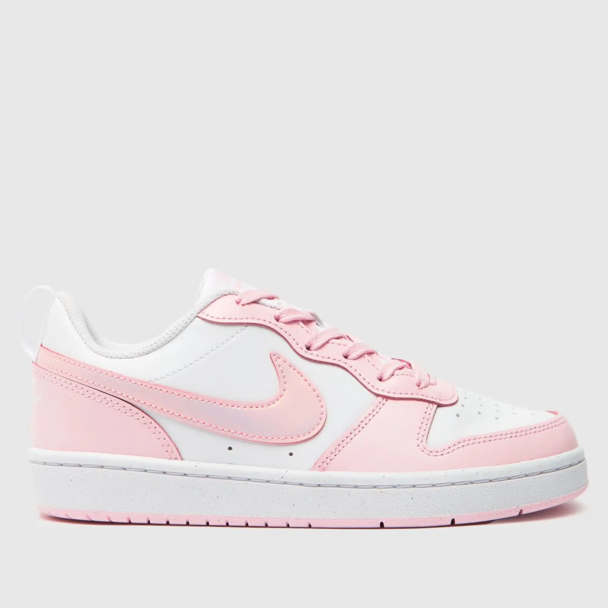 Nike White & Pink Court Borough Low 2 Girls Youth Trainers
