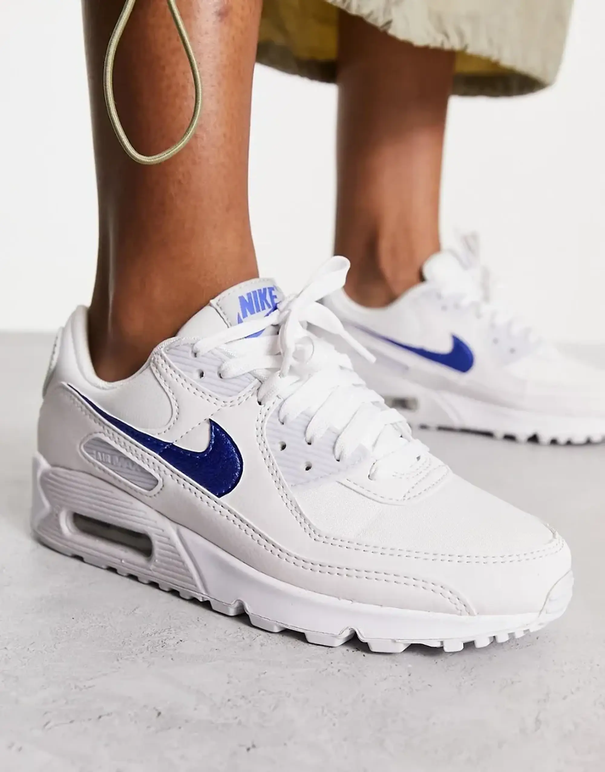 Nike Air Max 90 Trainers In White And Blue