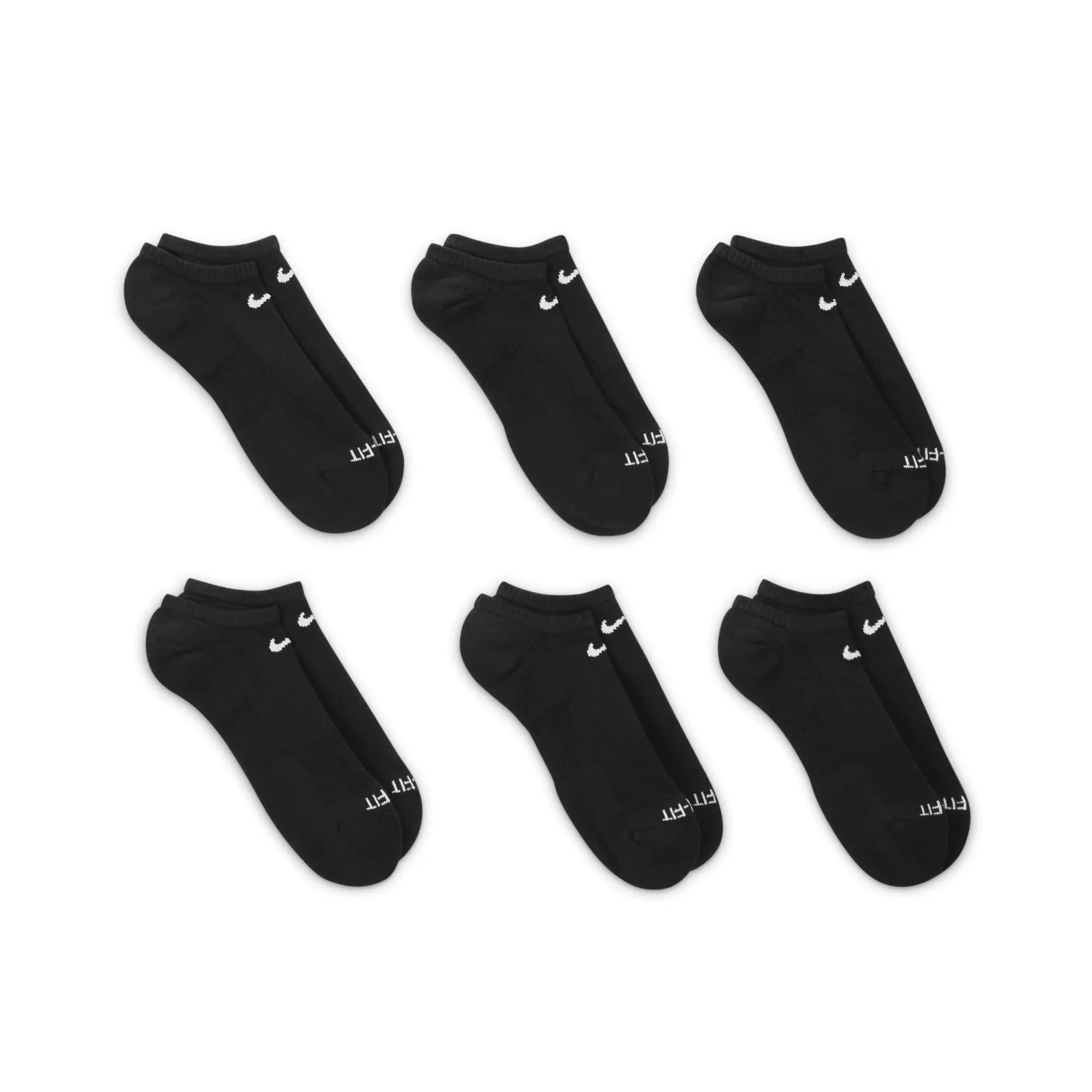 Nike Everyday Plus Cushioned Training No-Show Socks (6 Pairs) - Black ...