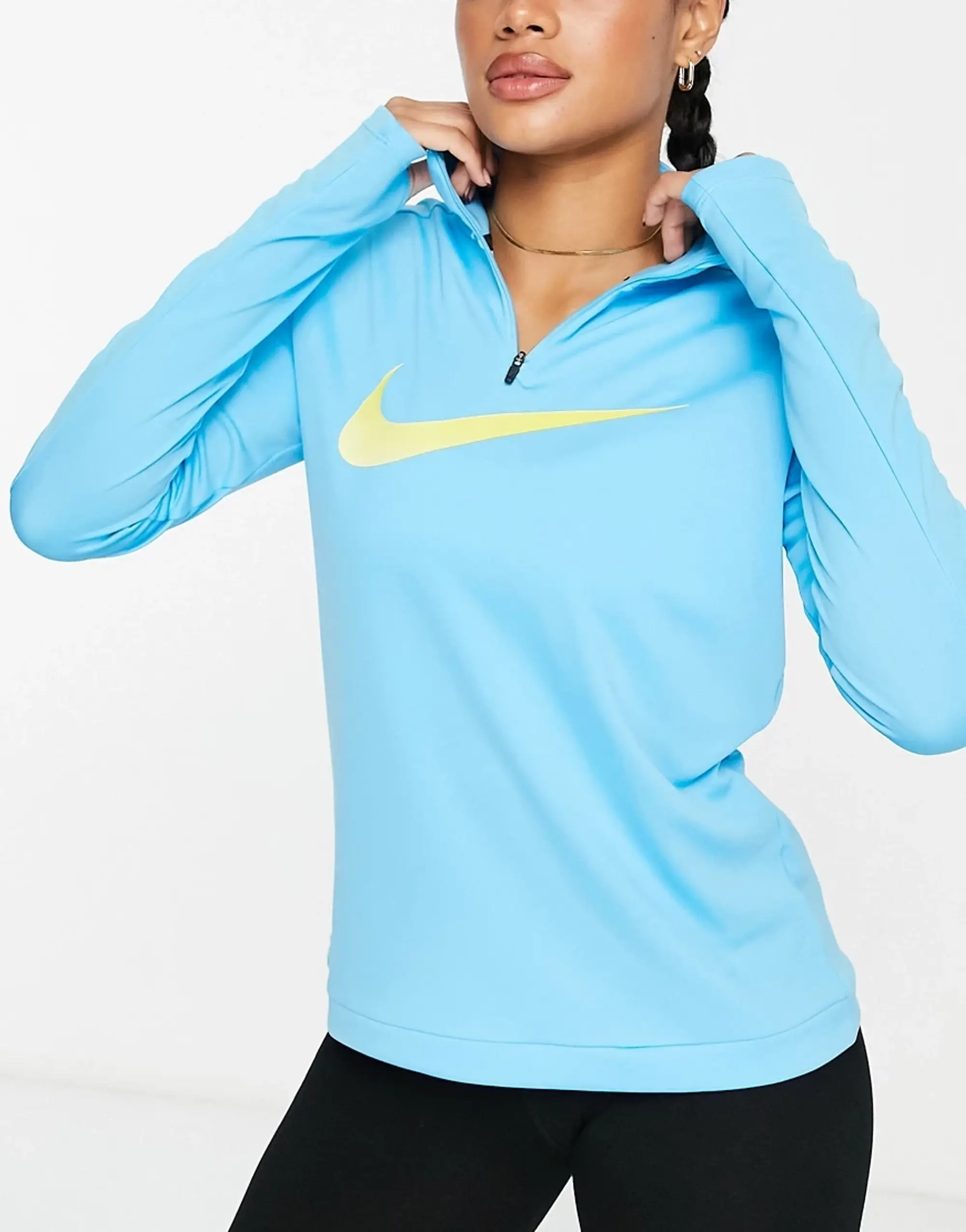 Nike Dri-FIT Swoosh Women's Half-Zip Long Sleeve Top - Blue