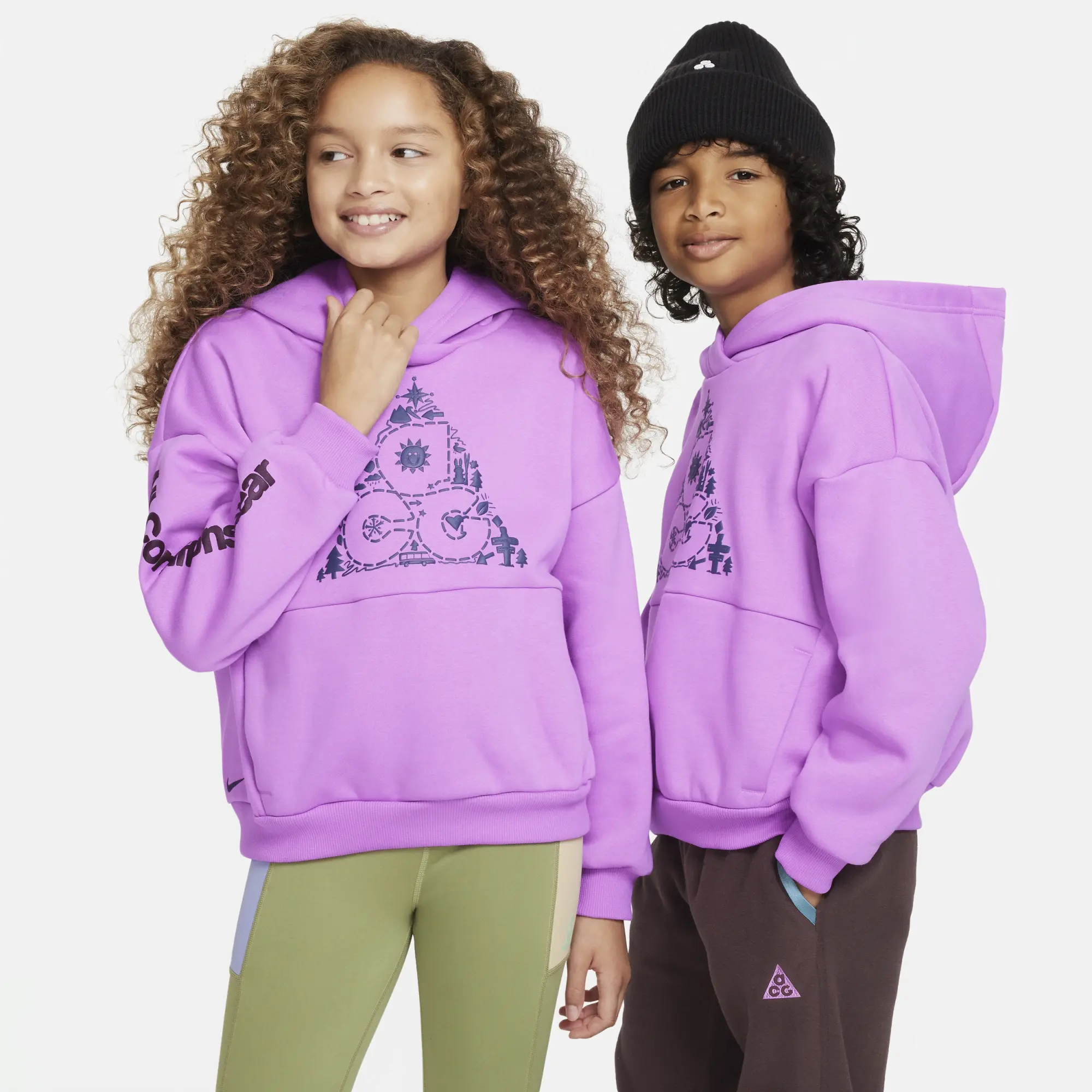 Nike ACG Icon Fleece Older Kids' Oversized Hoodie - Purple
